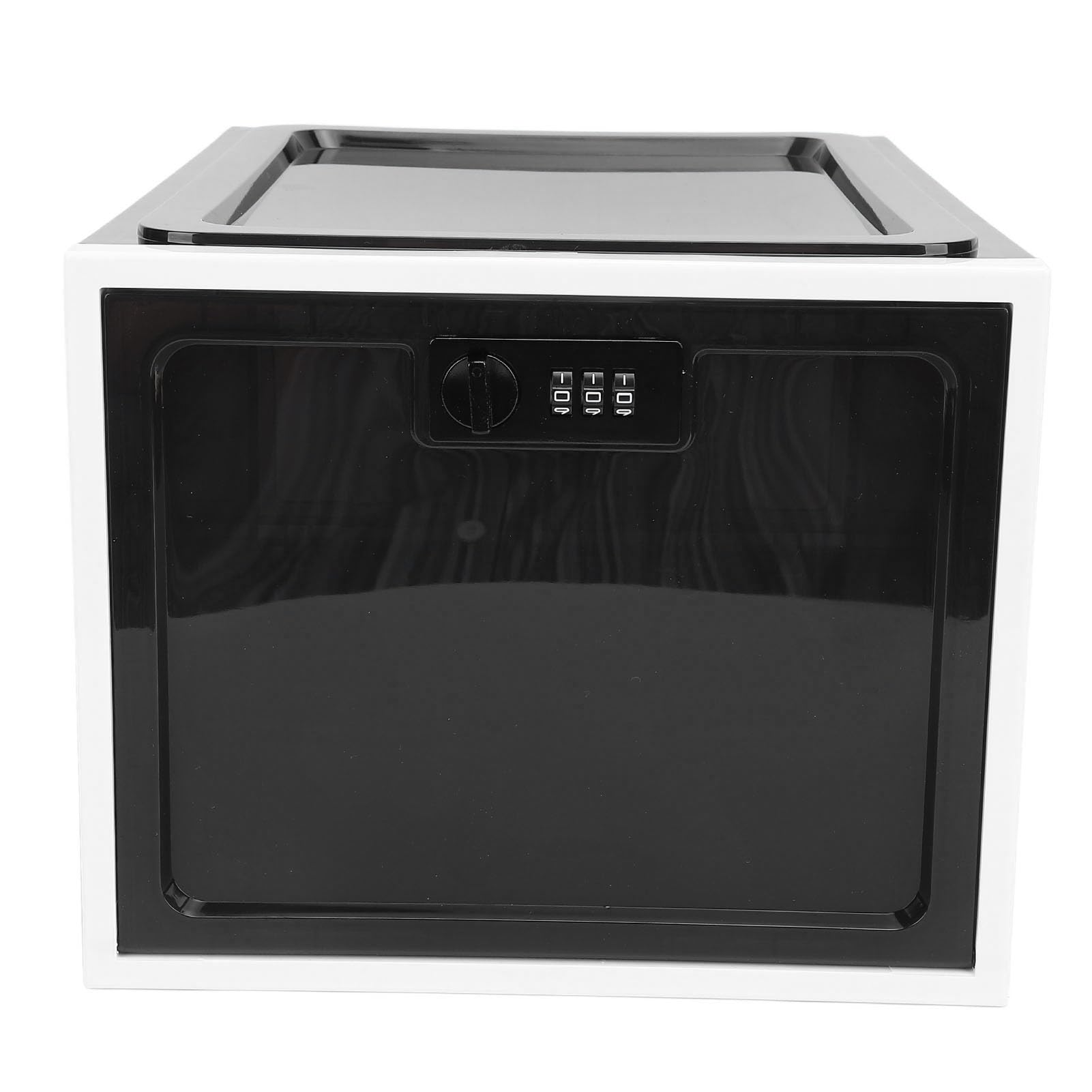 Fridge Lock Storage Box,Plastic Lockable Food Storage Cabinet Locking Electronic Products Storage Box Personal Items Phone Lock Box with Combination Code for Jail Home (Black and