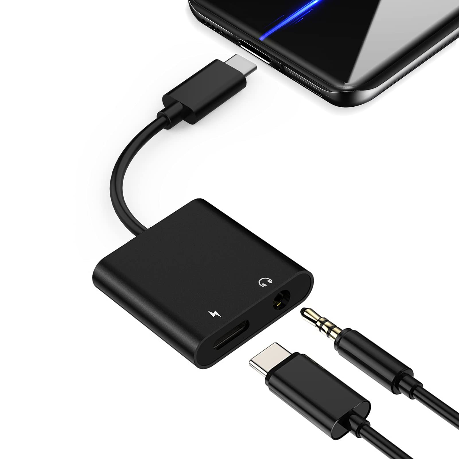 USB Type C to 3.5mm イヤホン変換 アダプターLpoieJun.1 (ブラック) 24bit / 96KHZ 60W高速充電 DAC搭載 2in1 タイプC イヤホン変換ケーブル イヤホン 充電アダプタ 音声通話/音量調節/音楽iPad Air4/iPad Pro 2018/2020 /pixel5/4/3/3a/Galaxy S21/S20/note10/Huawei p30 pro/mate 20proなどのイヤホンジャックがないのType-Cポートのデバイスに対応