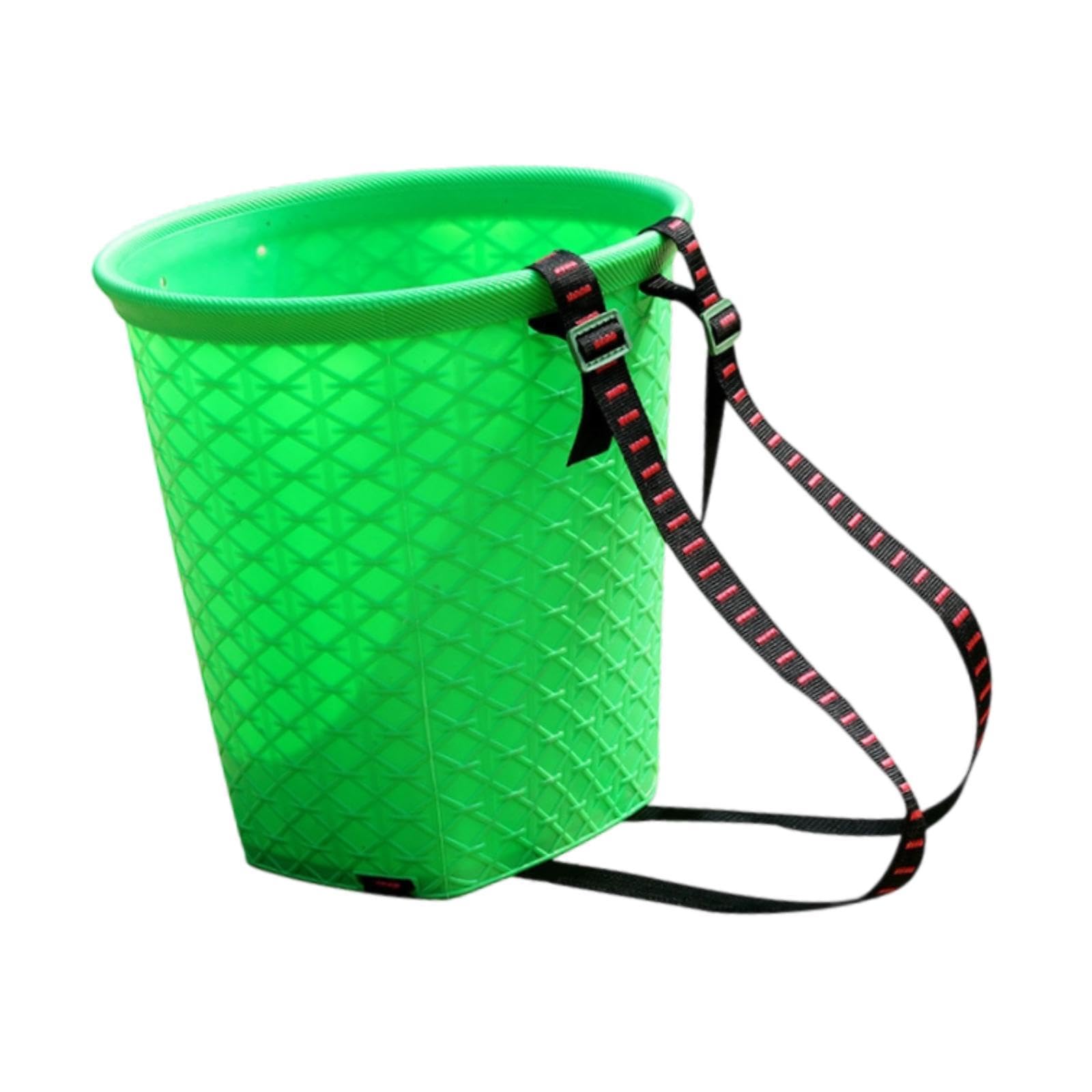 Generic Back Basket Water Bucket Heavy Duty Fruit Picking Basket with Adjustable Shoulder Straps for Picnic Gardening Shopping Hiking, Green