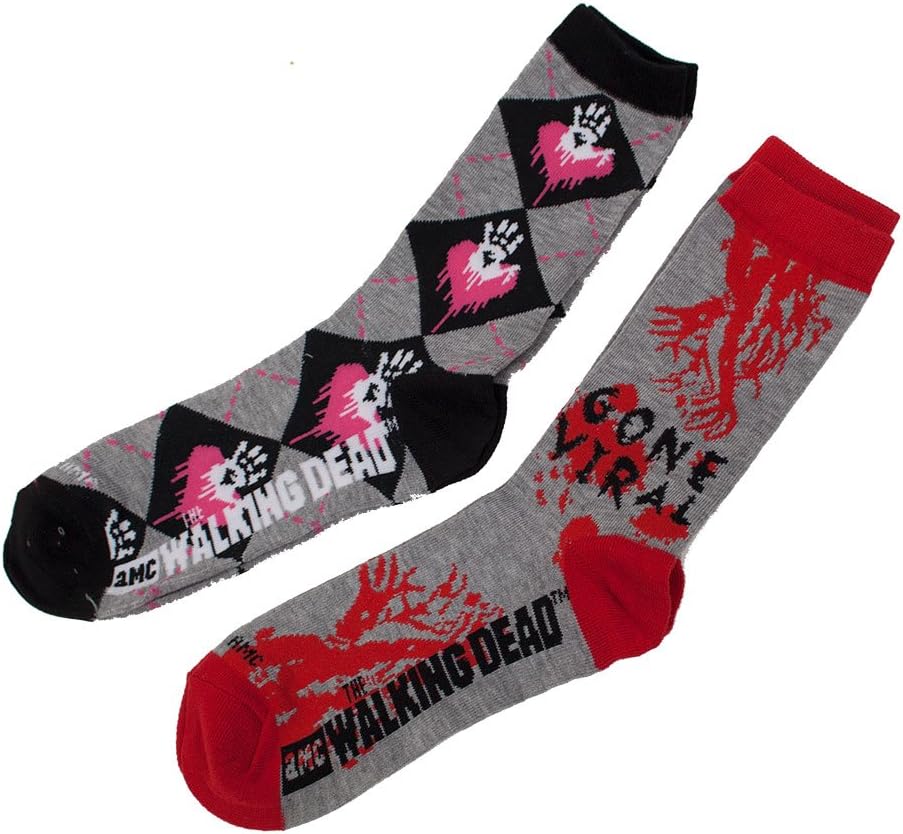 Walking Dead Ladies Argyle Hand Crew Socks Two Pack