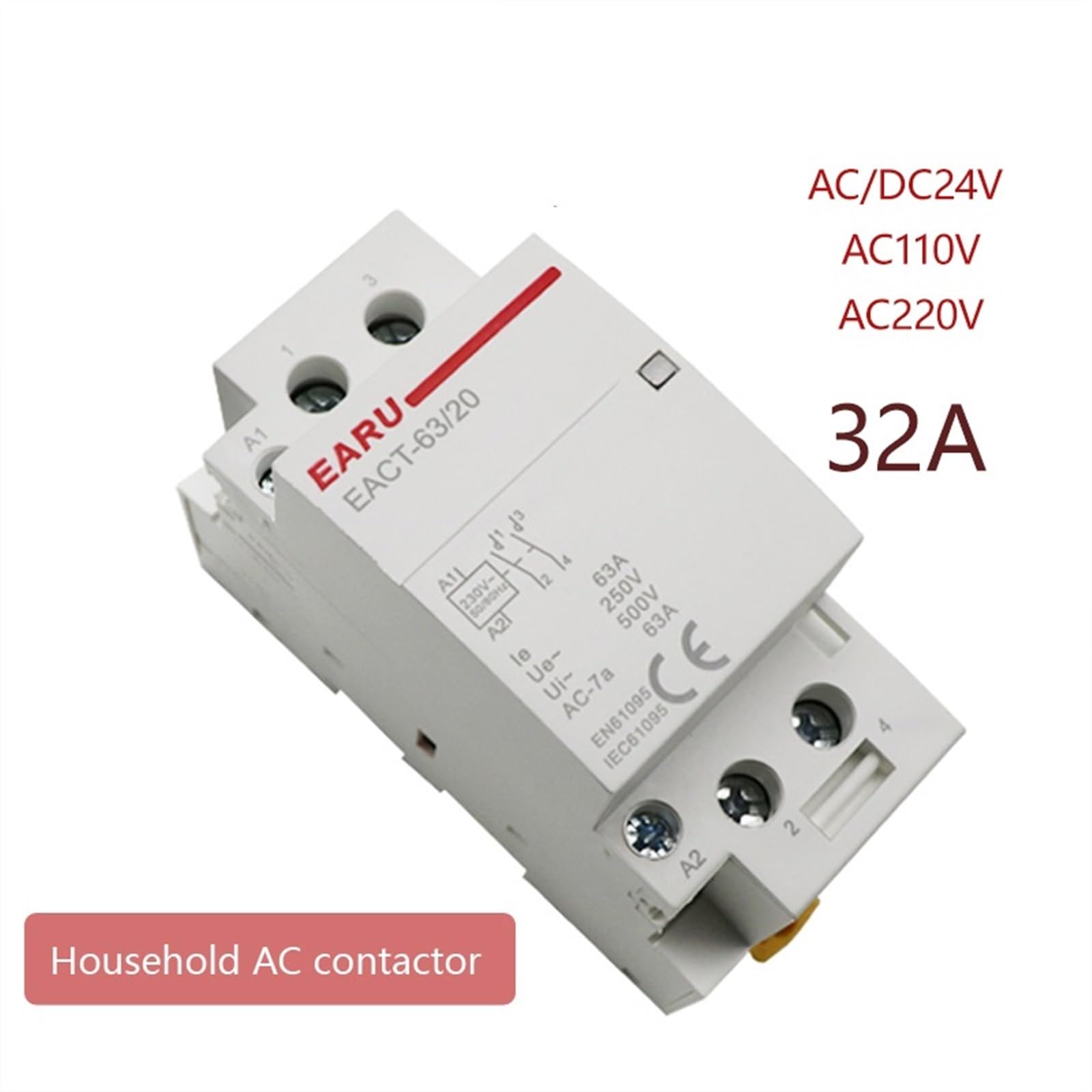 2P 32-63 A AC 110 V 220 V 50/60 Hz na szynę DIN domowy modułowy stycznik przełącznik kontroler 2NO 2NC 1NO 1NC (32a, 2NC-110V)