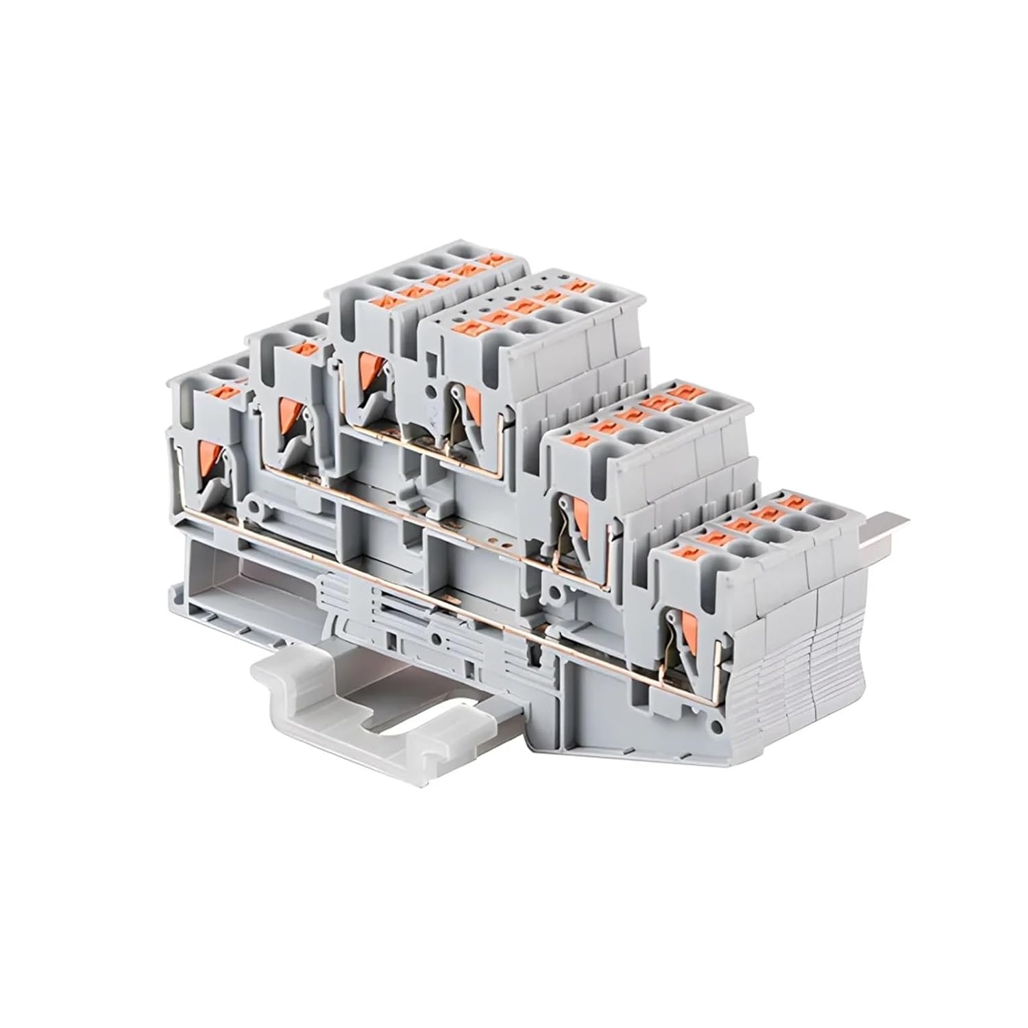 50 DIN Rail Terminal Blocks PT2.5-3L Connector Three-Layer Spring Terminal Blocks Wire terminals(Gray)