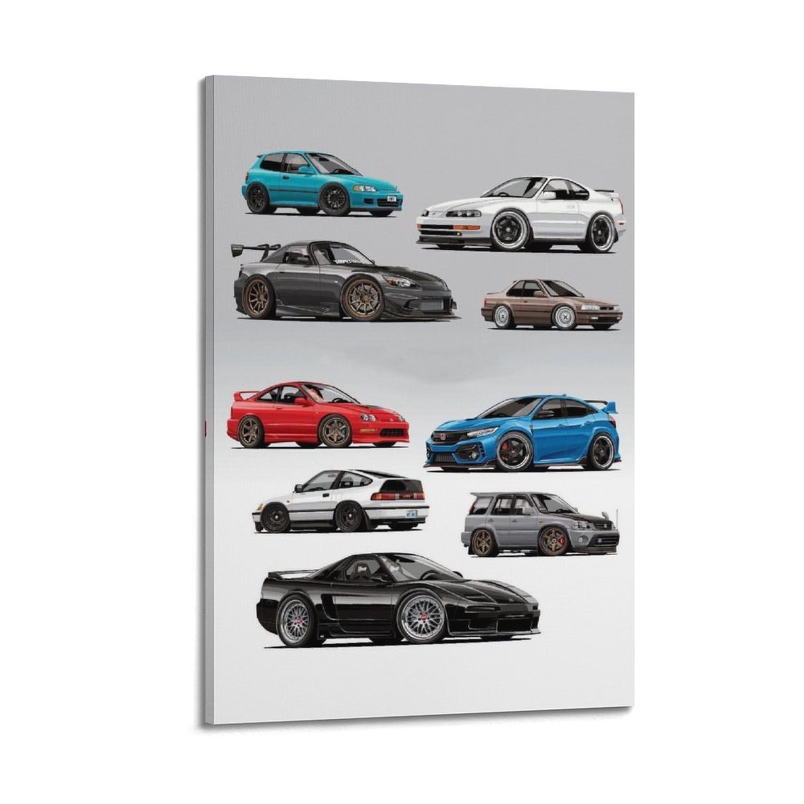 XKUGA JDM Car Poster Civic EG Prelude Integra Type R S2000 NSX Modern Decorative Canvas Prints - Ideal Wall Art for Family, Man Cave, Game Room, Boys & Girls Bedroom 20x30inch(50x75cm)