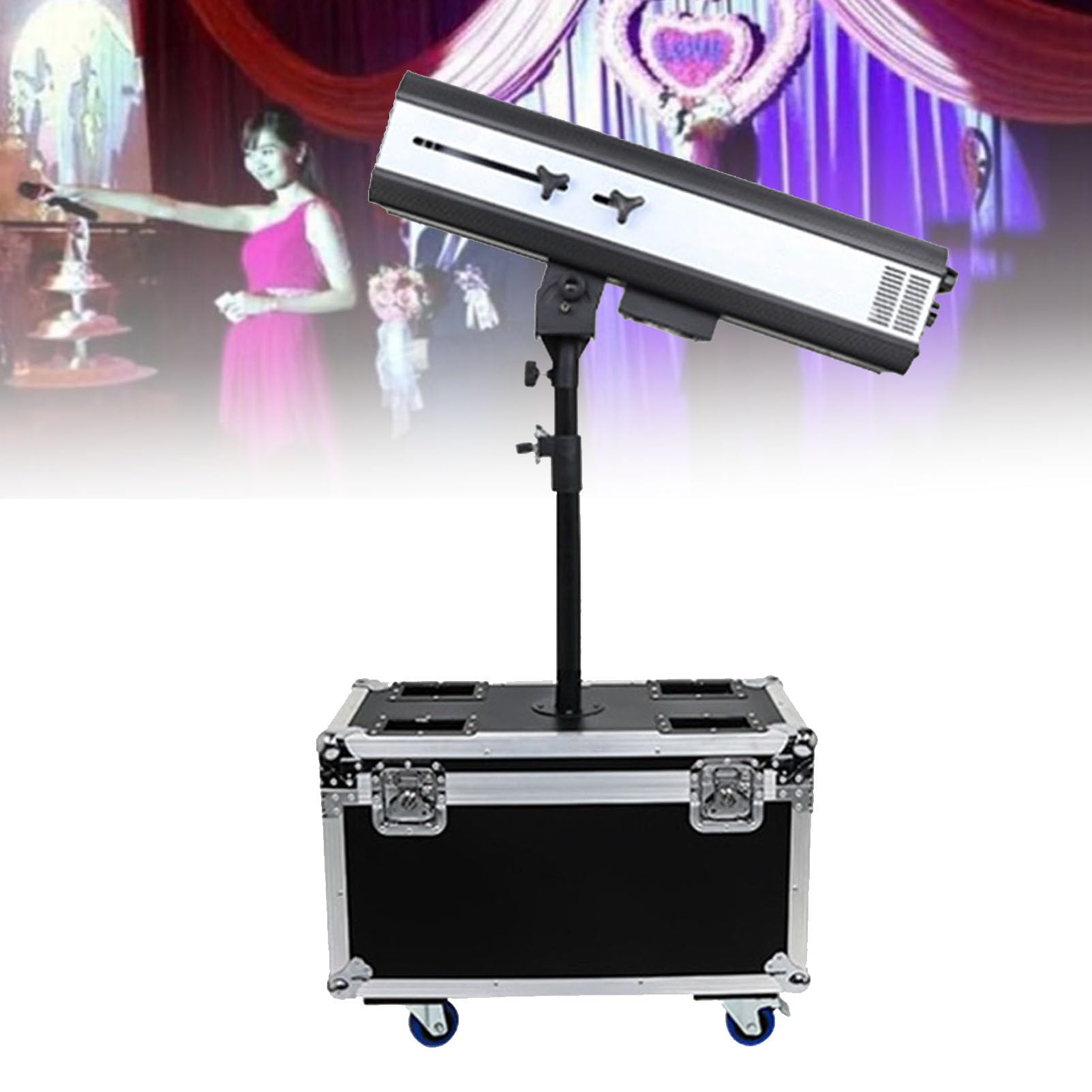 Reflektor LED Follow Spot Light, ręczne sterowanie światłem scenicznym z regulowaną przysłoną, profesjonalne oświetlenie na wydarzenia, w zestawie stojak