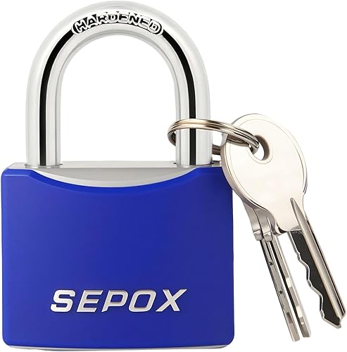 SEPOX® Gran Candado para Exteriores, Candado de Alta Resistencia de 50mm 2" para Todo Clima con Llave - Cuerpo de Acero Sólido con 3 Llaves, Azul