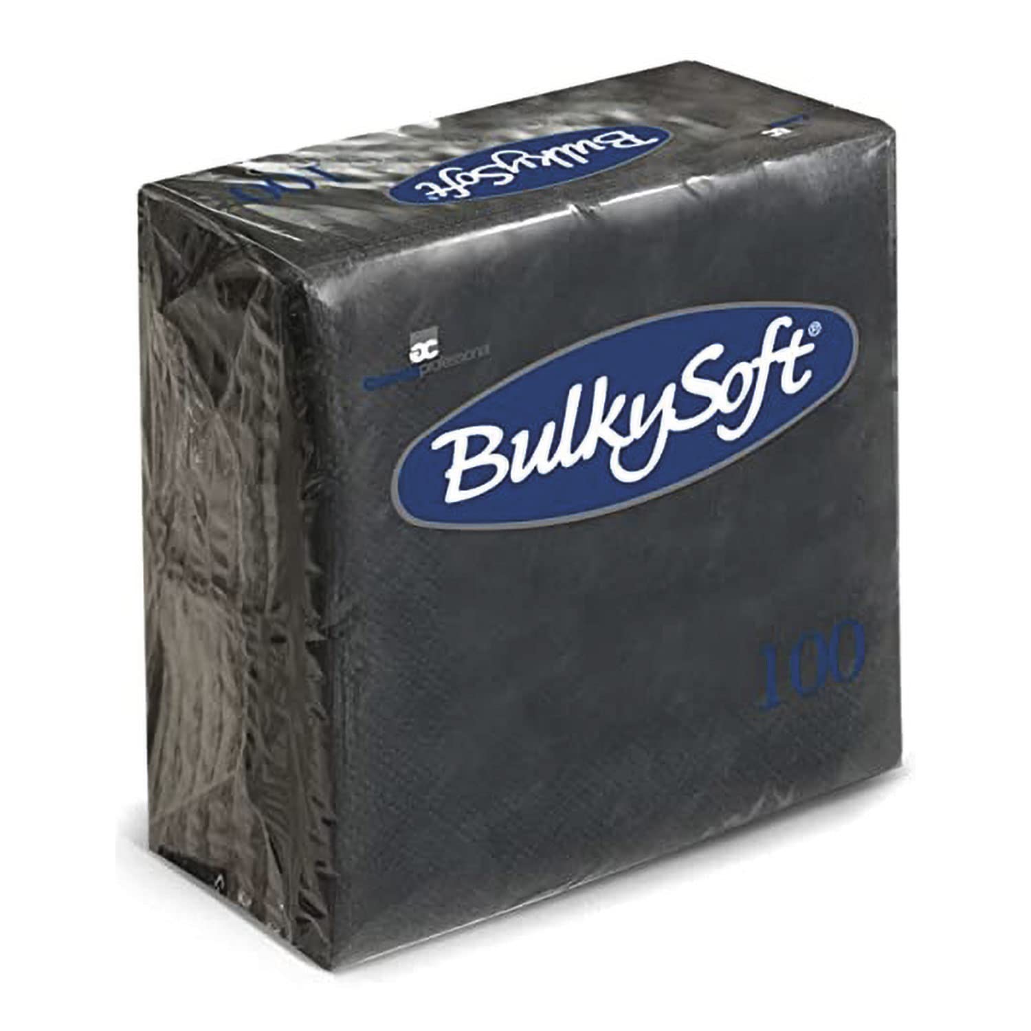 BULKY Soft Cocktail Napkins 2 PLY 4 FOLD 12cmX 12cm 100/PK- Black