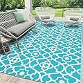 HEBE Outdoor Rug Waterproof 5x8, Plastic Straw Rug Camping Rug, Reversible Outdoor Patio Rugs RV Mat Clearance, Indoor Outside Floor Carpet for Porch,Deck,Camper,Balcony,Backyard