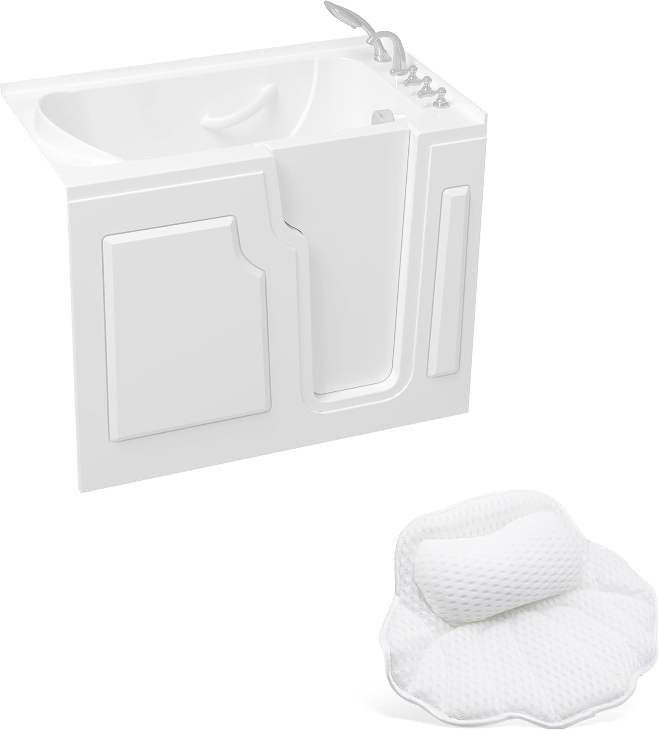 FerdY Floridian 55" x 33" Walk-in Bathtub with Right-Side Door Opening and Quick Fill and Drain System& Bath Pillow for Bathtub,Thick Tub Pillows, Ergonomic Head Neck and Back Support - Image 1 of 9
