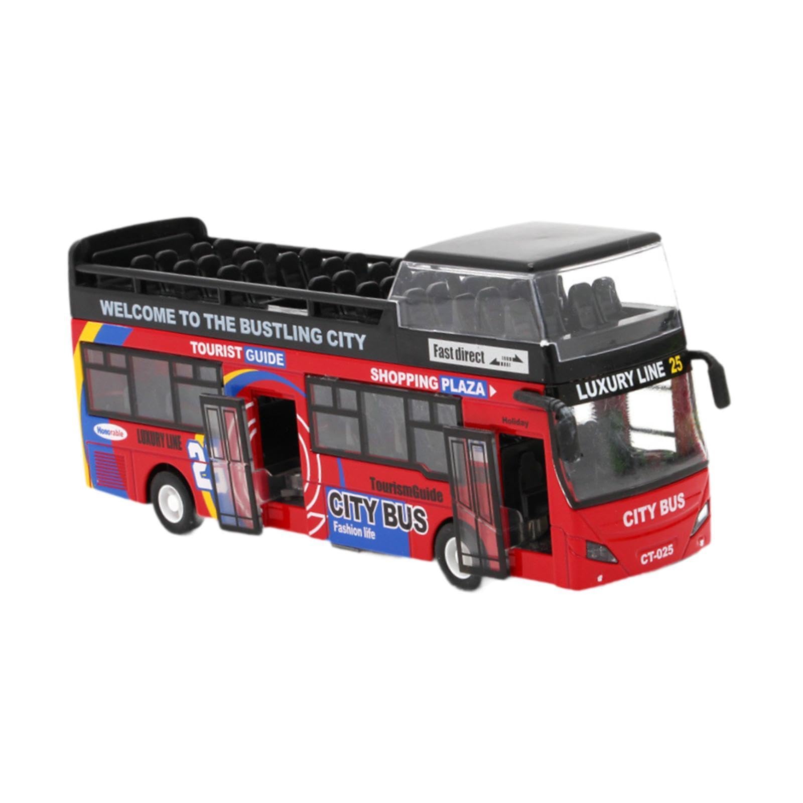 Sharplace Giocattolo in Autobus a Due Piani con Città E Suoni di Autobus Che Tornano per I Regali di Compleanno per Bambini, Rosso