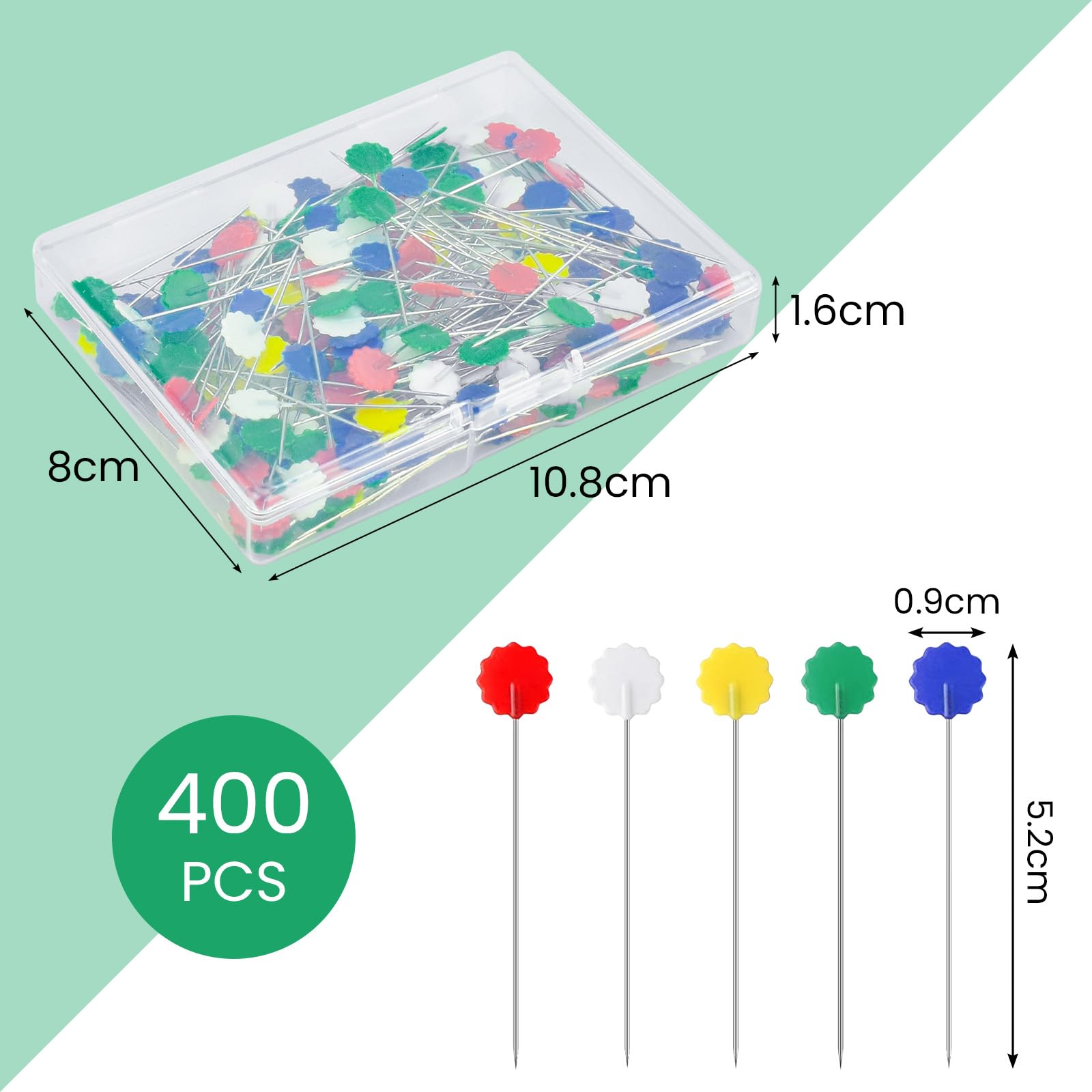 400 Épingles à Couture Tête Papillon KBNIAN - Épingles Tête Plate Multicolores 53 Mm