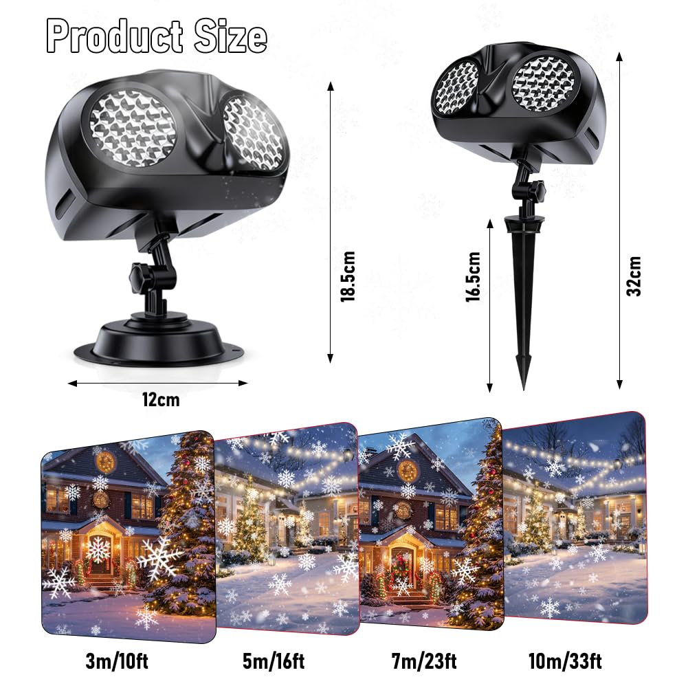 RANJIMA Proyector de Navidad para exteriores, proyector dinámico LED con mando a distancia, proyector de Navidad resistente al agua, iluminación de Navidad, exterior para jardín, ventana, patio