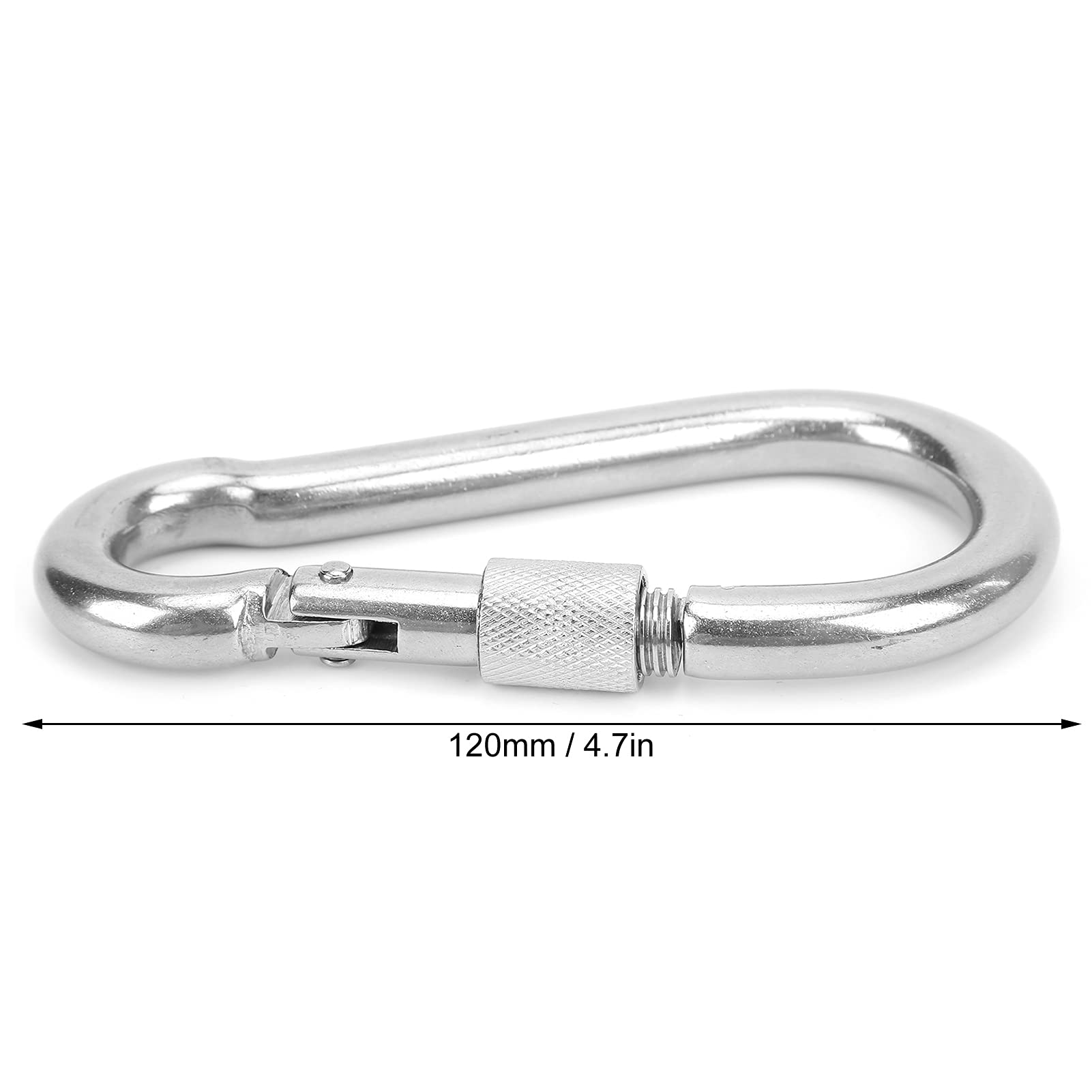 Yuecoom 5Pcs Locking Carabiner Clip,Spring Snap Hook, Heavy Duty Carabiner Clip for Securing Pets, Camping, Hiking, Hammock, Stainless Steel,120mm