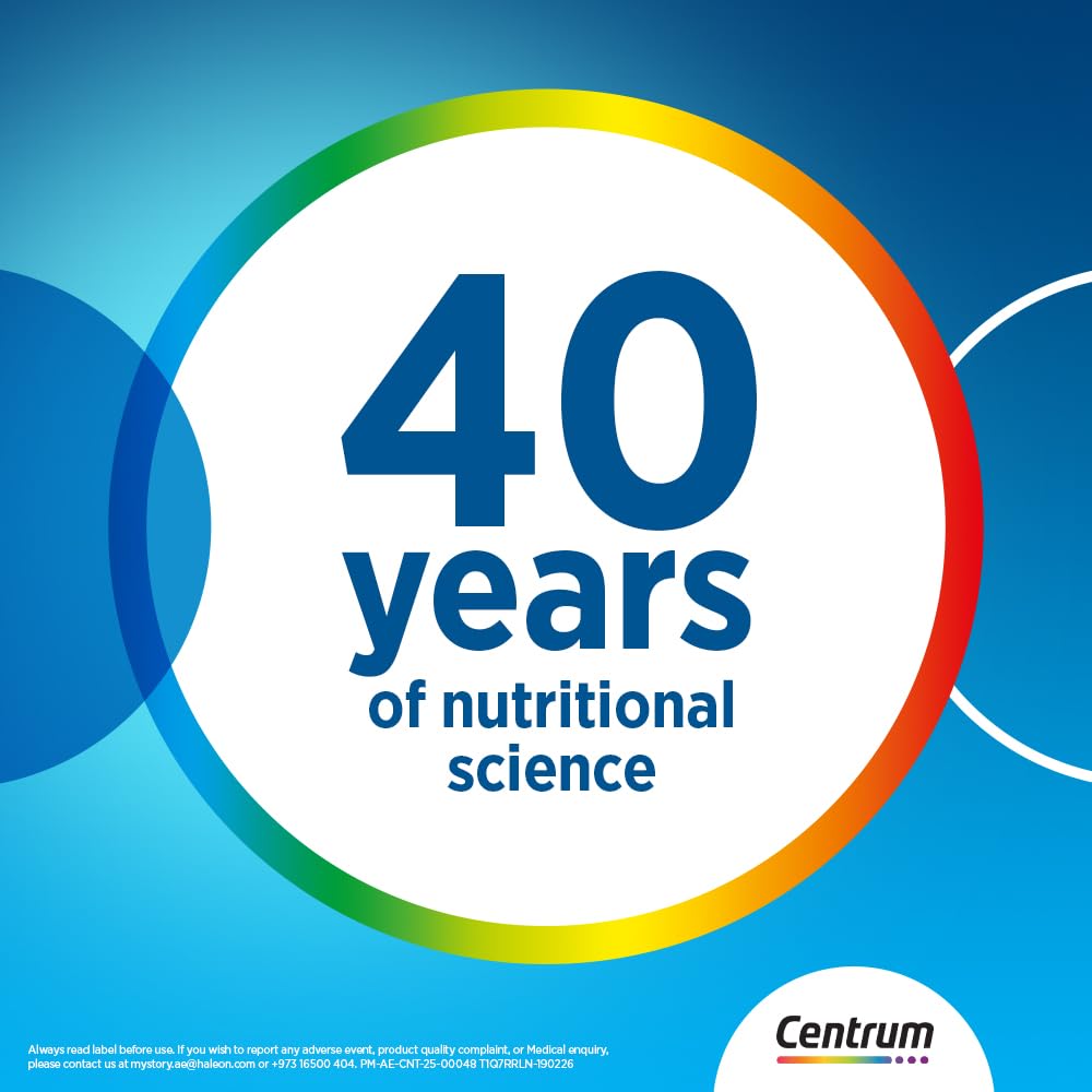 Centrum Men Multivitamin 100 Tablets - Complete Daily Vitamins & Minerals Tailored for Men with Nutrients to Support Energy, Muscle Function and Immunity - 100-Day Value Supply
