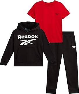 Baby Boys Pants Set - 3 Piece T-Shirt, Pullover Hoodie & Joggers Jog Set - Fleece Playwear Pant Sets for Toddler Sizes