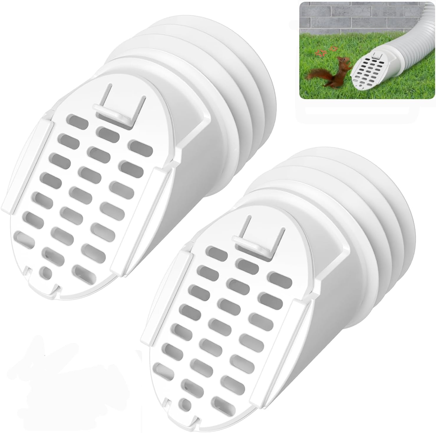 2 Packs 3.6" Gutter Downspout Guard Cover for 4" Outer Diameter Flexible Downspout Extensions, Twist-in Rodents Guard Insert for Threaded Hose, Rodents Gutter Guard to Keep Debris and Rodents Out