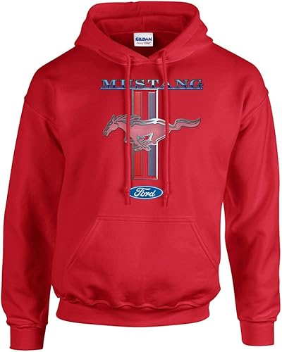 Ford Mustang Pony - Sudadera unisex con capucha y logotipo de rendimiento para autos de carreras, color negro, talla S