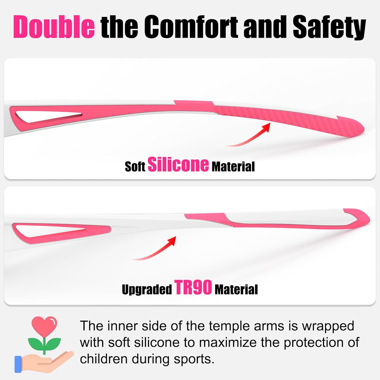 Polarized Kids Sunglasses, Youth Baseball Sunglasses Ultra-Light TR90 Frame UV400 Protection Sports Cycling Glasses for Boys Girls