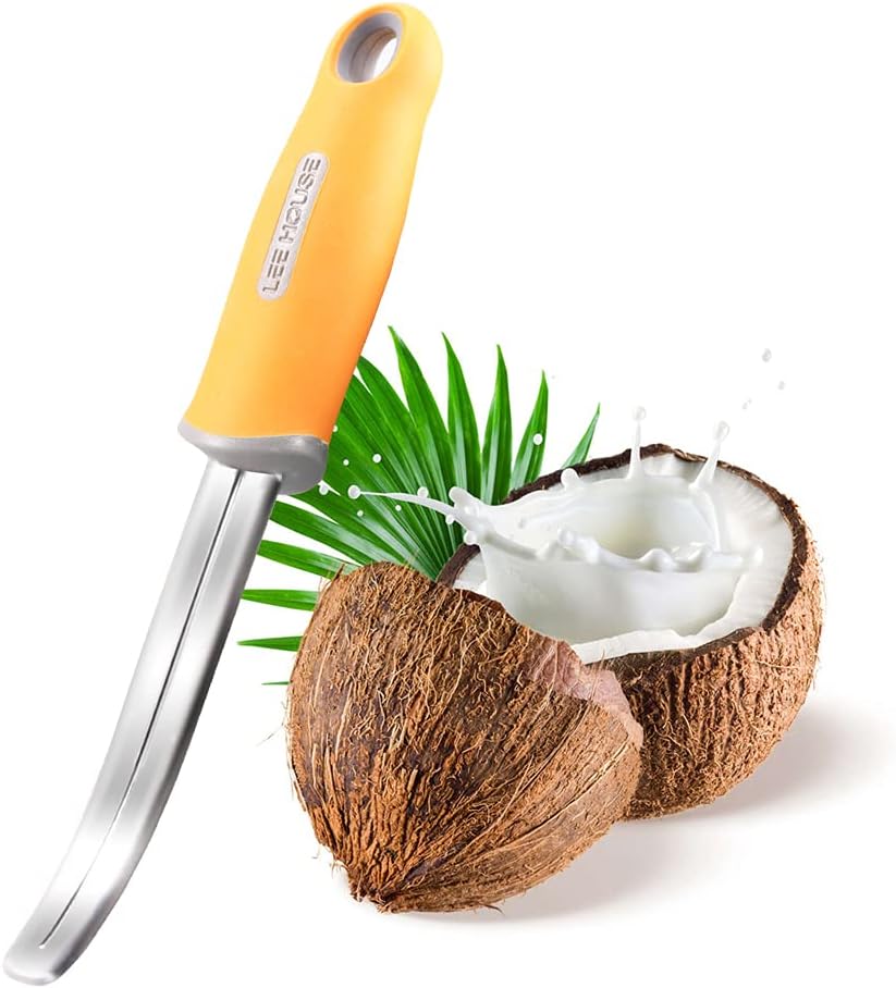 Coconut Meat Remover Knife,Coconut Tool,Coconut Meat Removal Tool Durable Silicone Handle Stainless Steel Coconut Opener Scraper for Kitchen Home