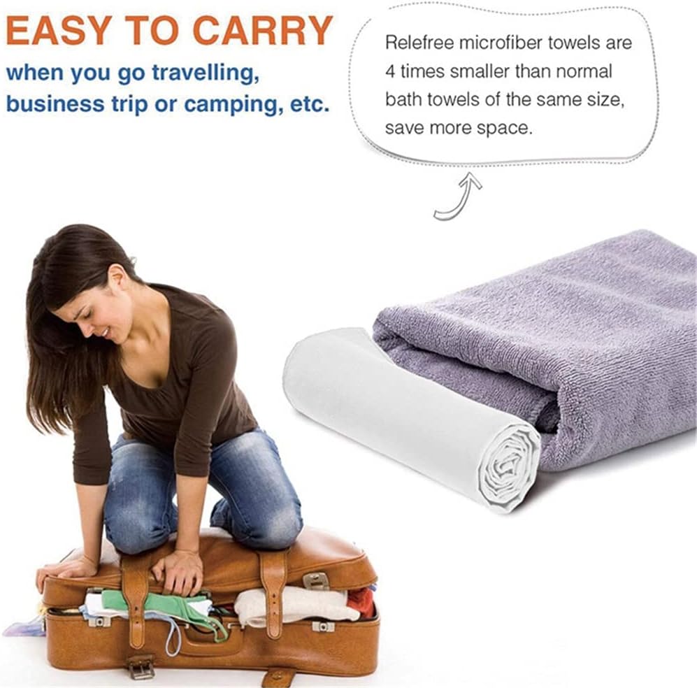 2pc Microfiber Beach Bath Towels Soft Absorbent Quick Drying Reusable Home Textiles (Color : A, Size : 80x160cm) (A 80x160cm) (A 80x160cm)