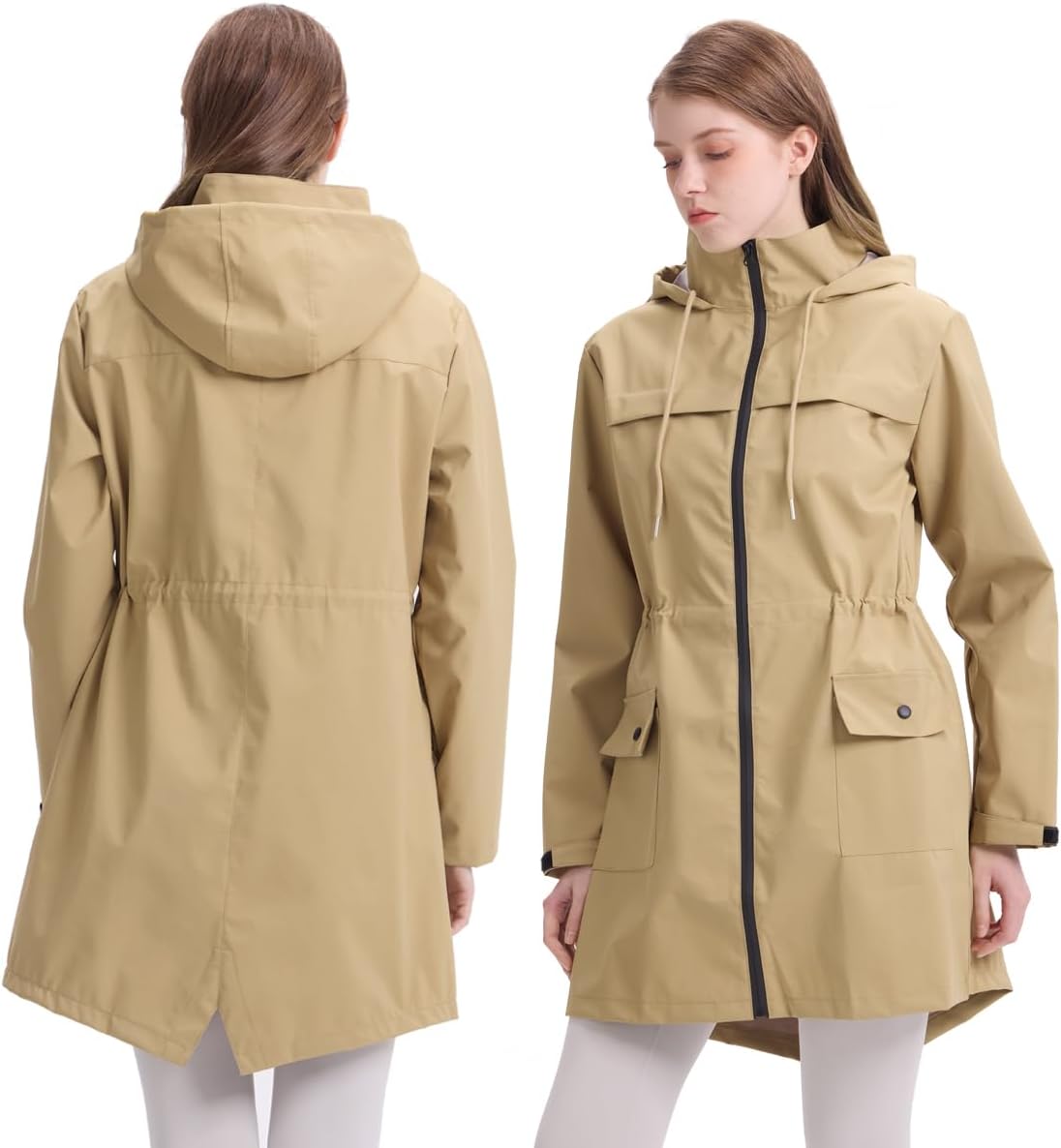 Women Waterproof Hooded Rain Jacket Outdoor Long - Image 6