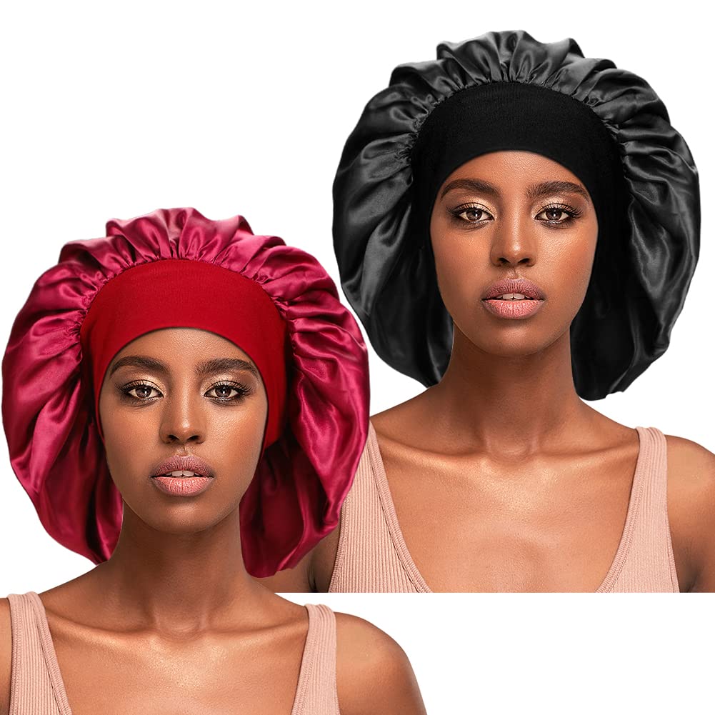 1PCGrande berretto da notte in raso di seta Cappello lungo in raso con fascia, adatto per capelli ricci da donna acquista in modo economico - spedizione gratuita, recensioni reali con foto