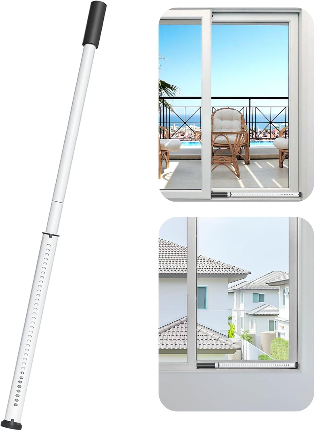 AceMining Heavy Duty Sliding Door Security Bar - Adjustable 20-50" Patio Door Lock, Window Stopper, Multi-Use Protection, White 1-Pack