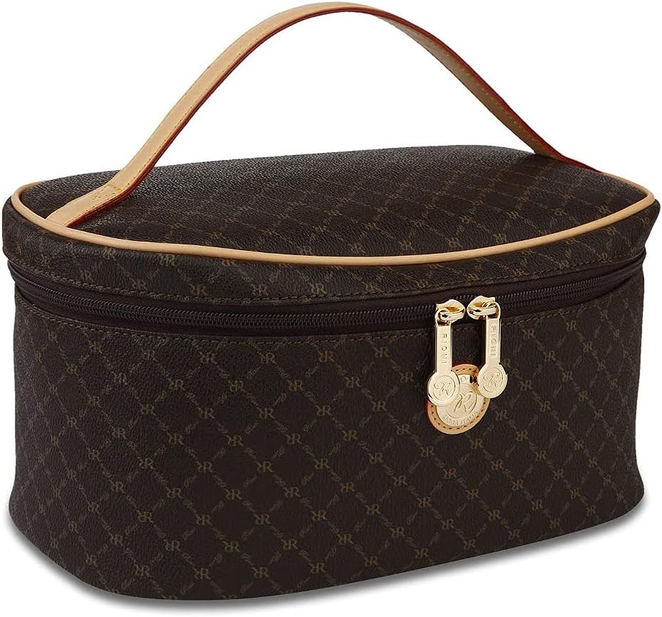 Signature Brown Cosmetic Carrier by Rioni Designer Handbags & Luggage