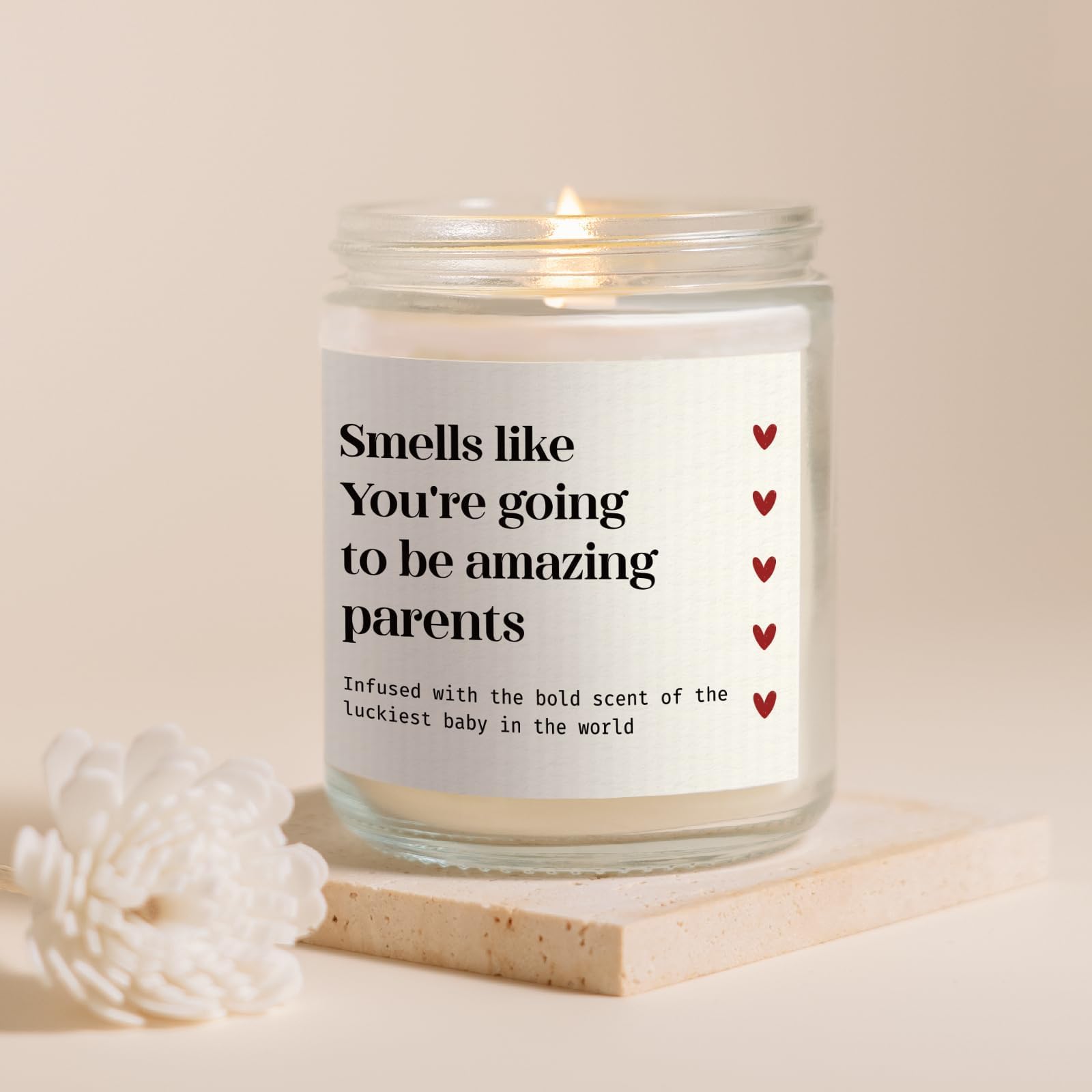 SteadStyle New Parents Gifts for Couples, Soy Wax Lavender Scented Candle - Gender Reveal Gifts for Parents to Be (7oz)