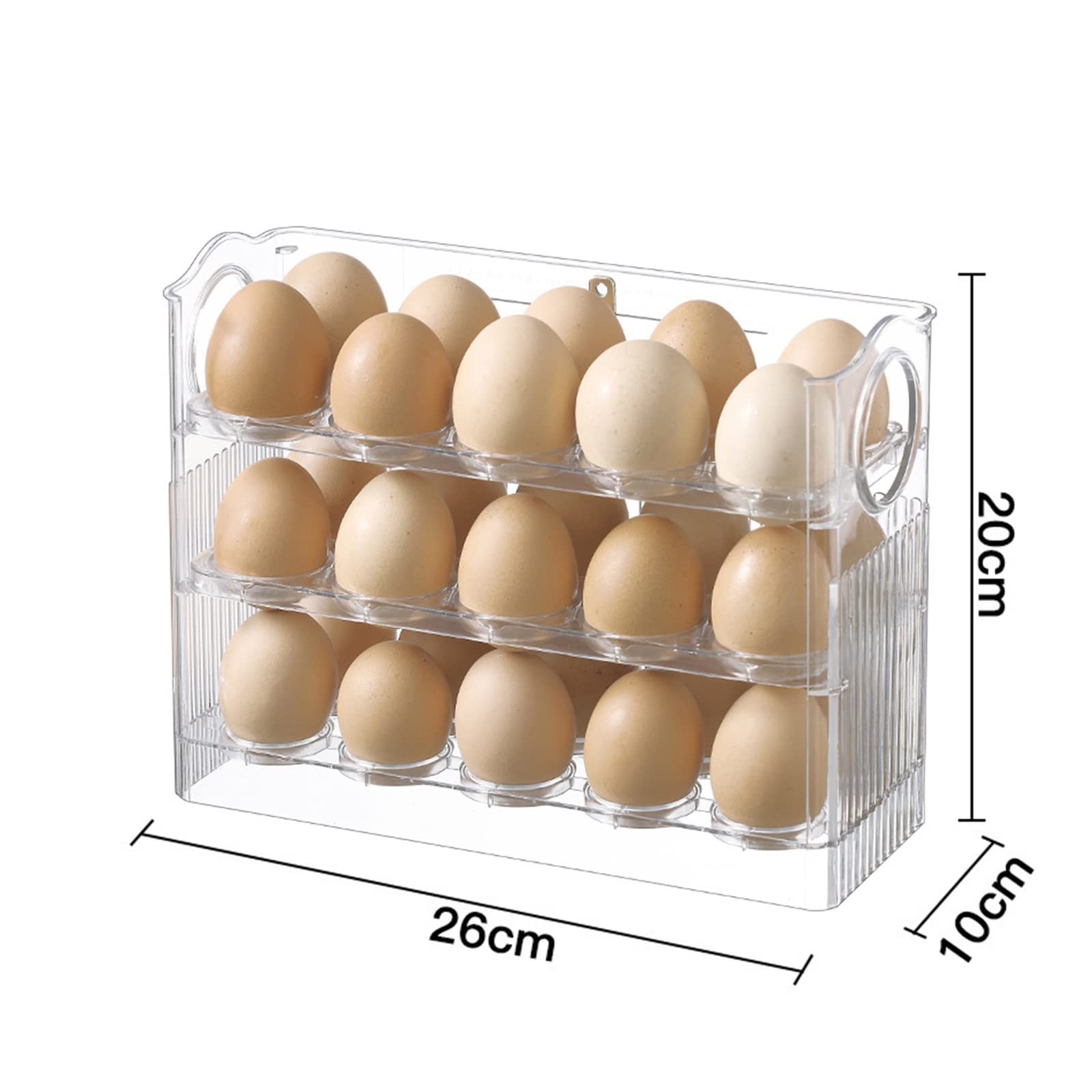 Compartimiento de Huevos para refrigerador, Soporte para Huevos, Puerta de Nevera abatible de 3 Capas, Estante de Almacenamiento de Huevos, Bandeja, contenedor, ahorrador de Espacio
