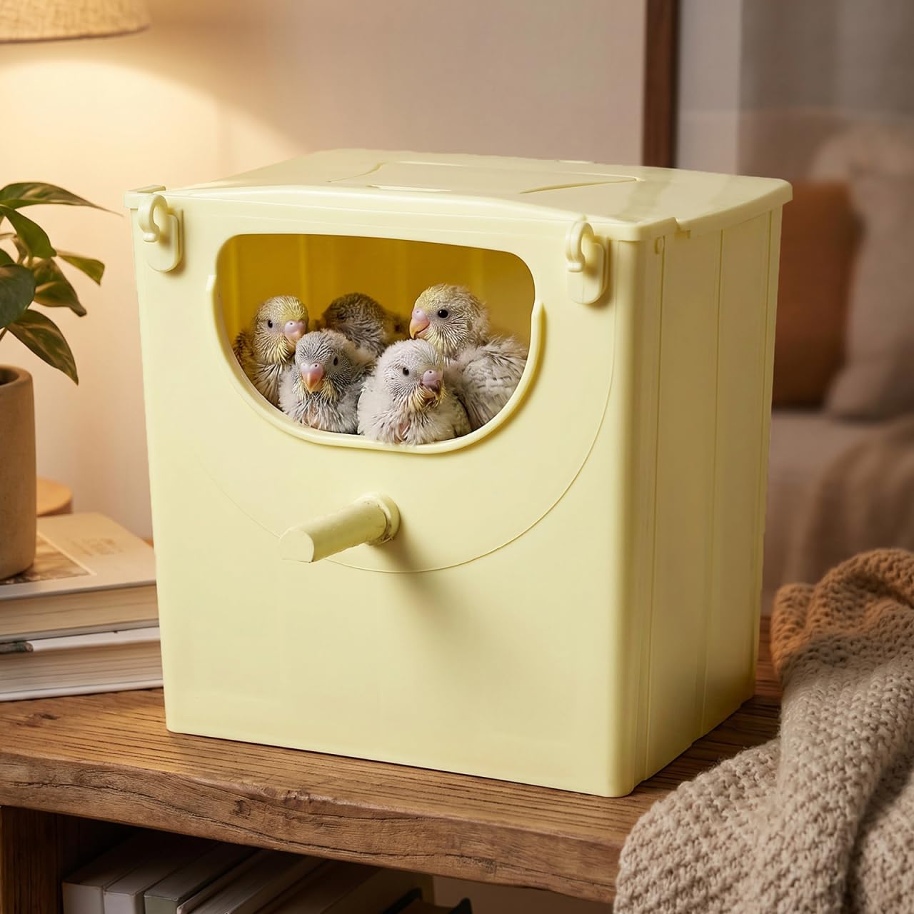 Zerodeko 4 Stück Vogel-Nistkasten, Kunststoff, Sittiche, Nistkasten, zum Aufhängen, Vogelzuchtkäfig, montierter Inkubationskasten, kleine Tierhütte, für Finken, Eichhörnchen, Papageien, Wellensittiche
