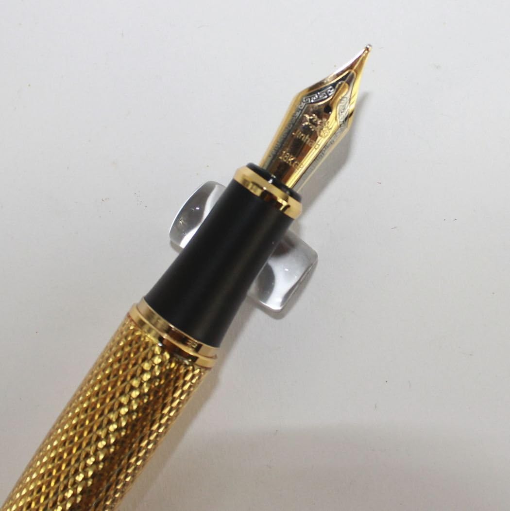 Gullor 1200 pure golden medium fountain pen with carving pattern - Image 5