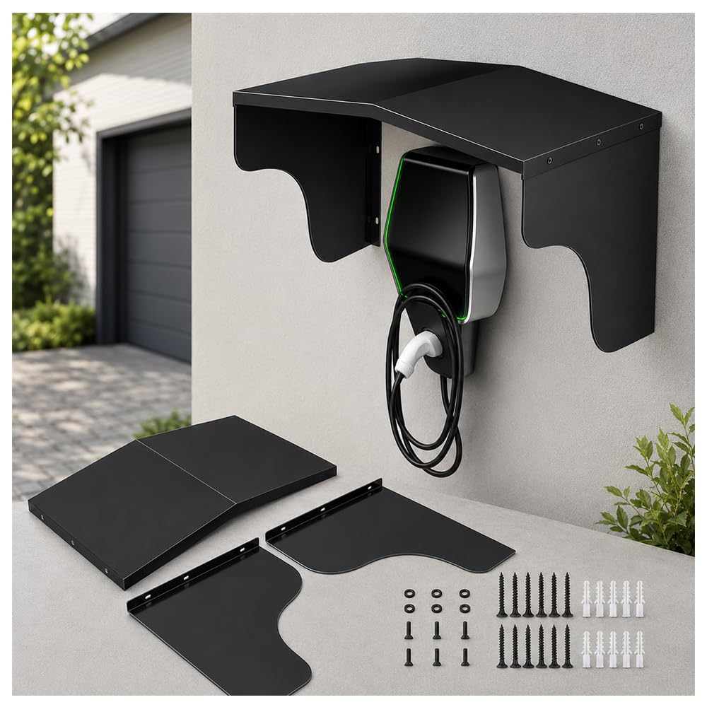 Cubierta Estación Carga Coche para MG HS Plug-In Hybrid 2021-2026, Intemperie Dosel Resistente Montado Pared Protector Estación