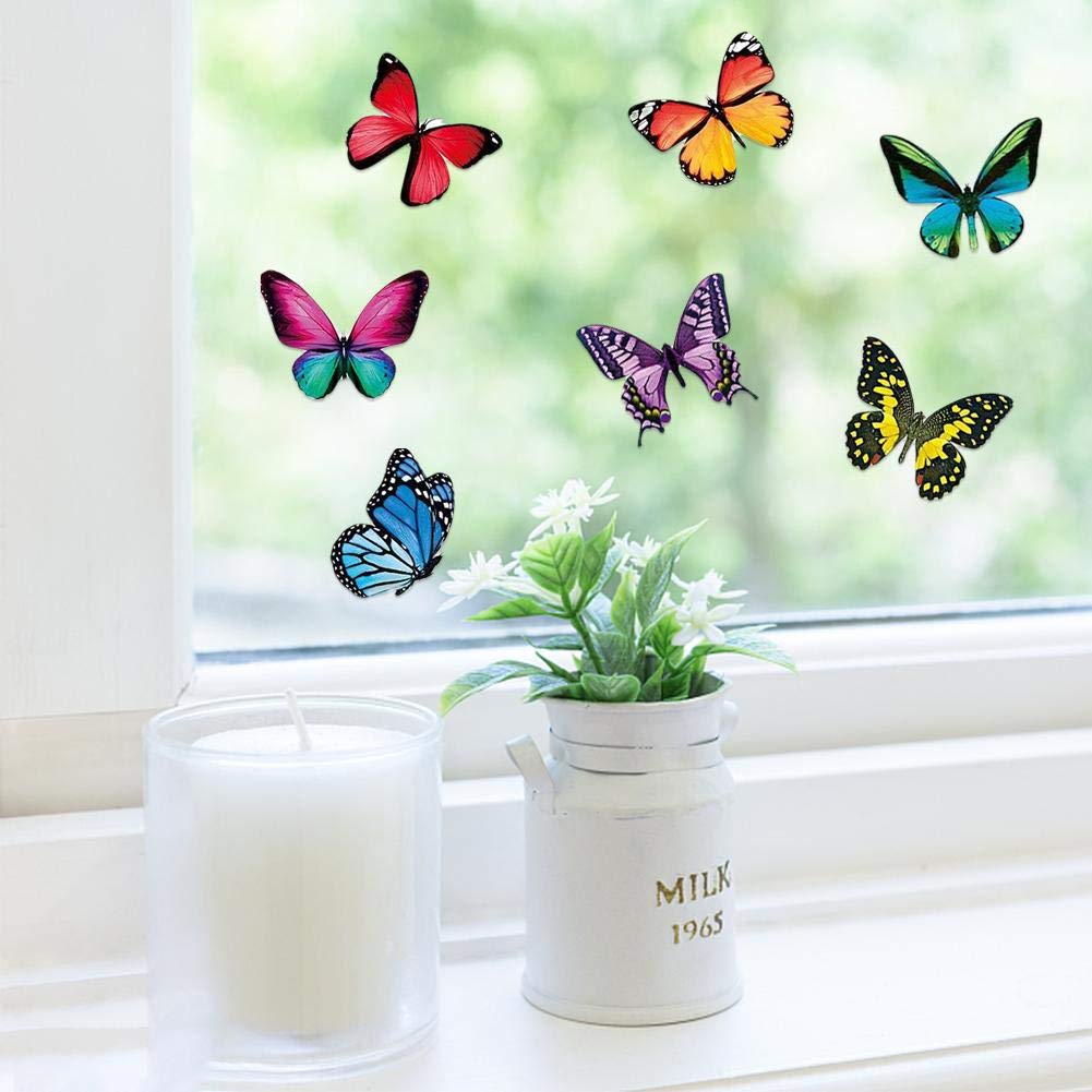 Autocollants Fenêtre Fleurs Papillon Tanlaby - Déco Réutilisable Double Face Violet