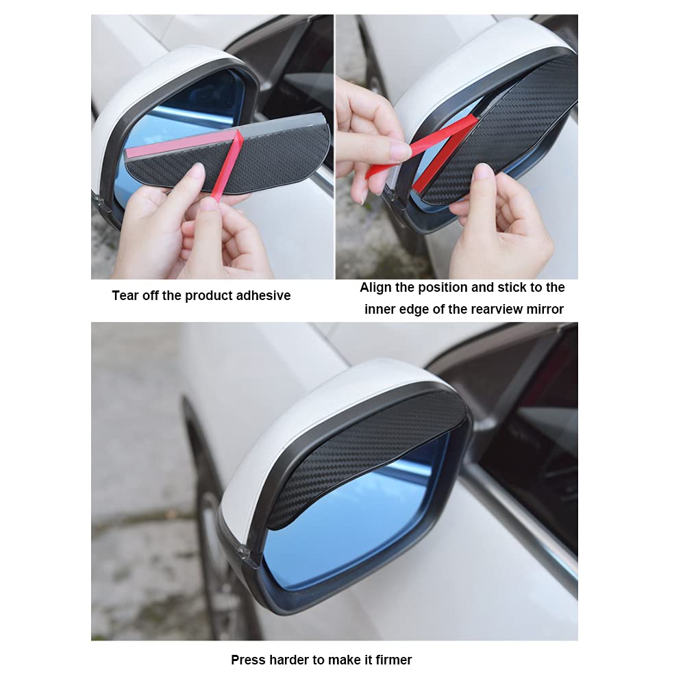 Riloer 2pcs Car Detailing Rain Riner, PVC Carbon Fiber Deszczowy wzór do lub blokowania ochrony przed śniegiem anty-deszcz, akcesoria samoprzylepne nie piątek