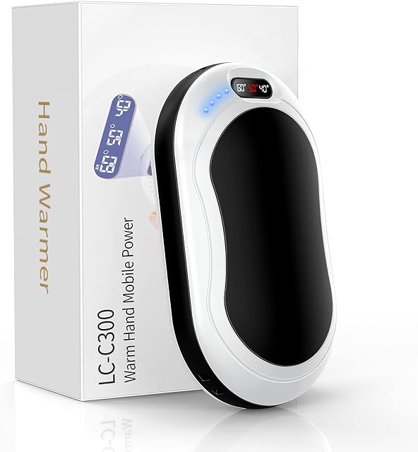 Hand Warmers, 10000mAh Rechargeable Hand Warmer Portable Power Bank Electric Pocket USB Warmer Reusable Heater, 3 Levels Heating, Heat Therapy, Best Winter Gift for Women Men Outdoor Sports
