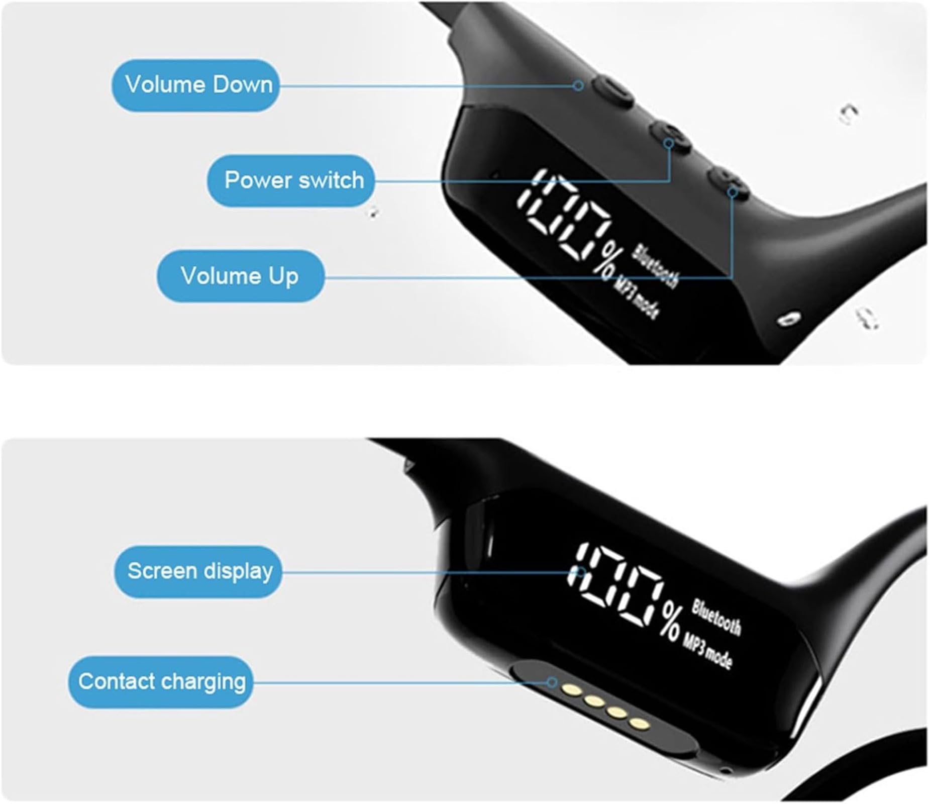 IPX8 Wodoodporny przewodnictwo kostne Bezprzewodowy zestaw słuchawkowy Bluetooth 5.4 + 32 GB RAM MP3 odtwarzacz HIFI Music Sport Swimming Headset z mikrofonem