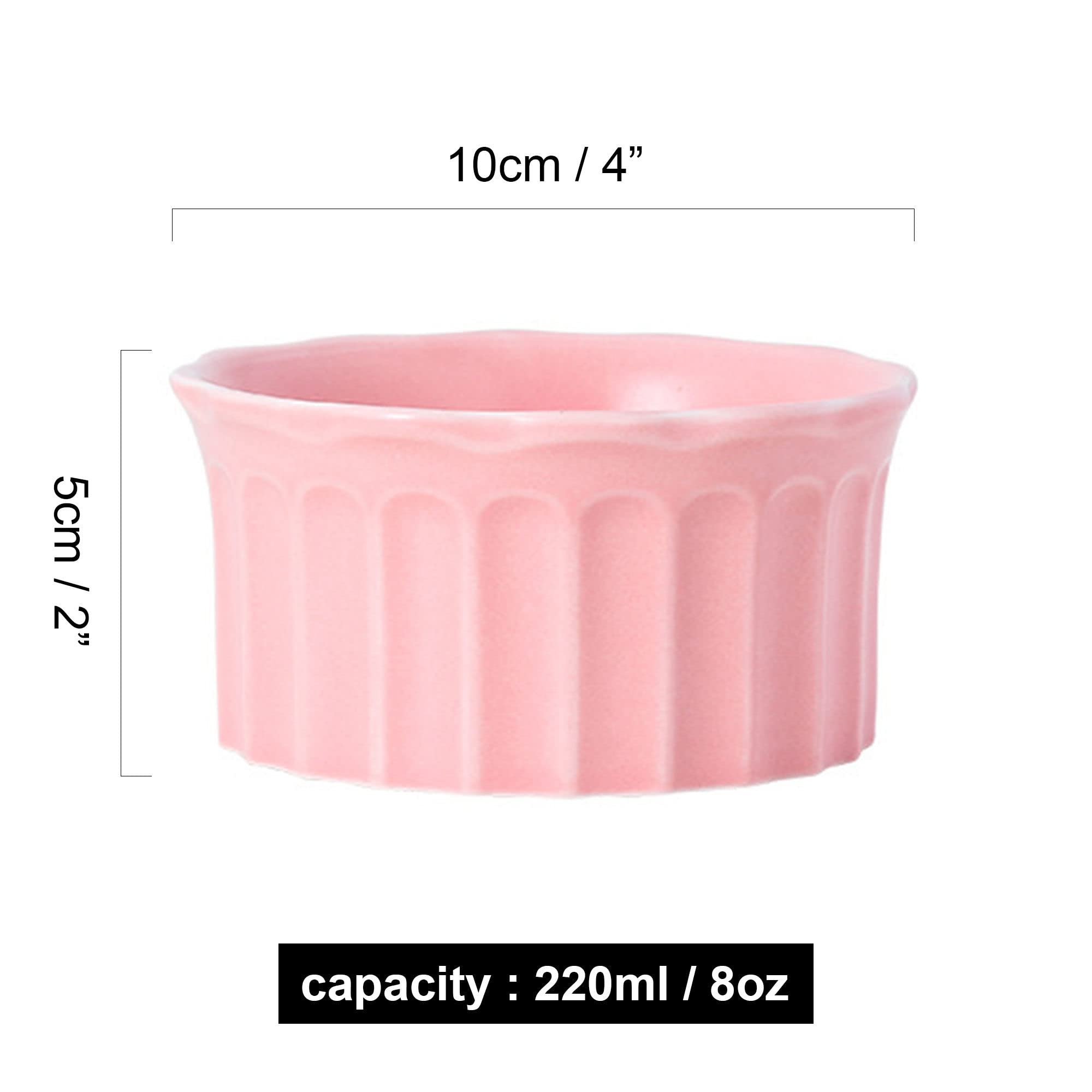 Bol à soupe, bol à riz, bol à déjeuner, ensemble de ramequins, 230 ml, ramequins à crème brûlée, plats à soufflé allant au four, ramequins à soufflé, ramequins for friteuse à air-rose-lot de 8 (Color