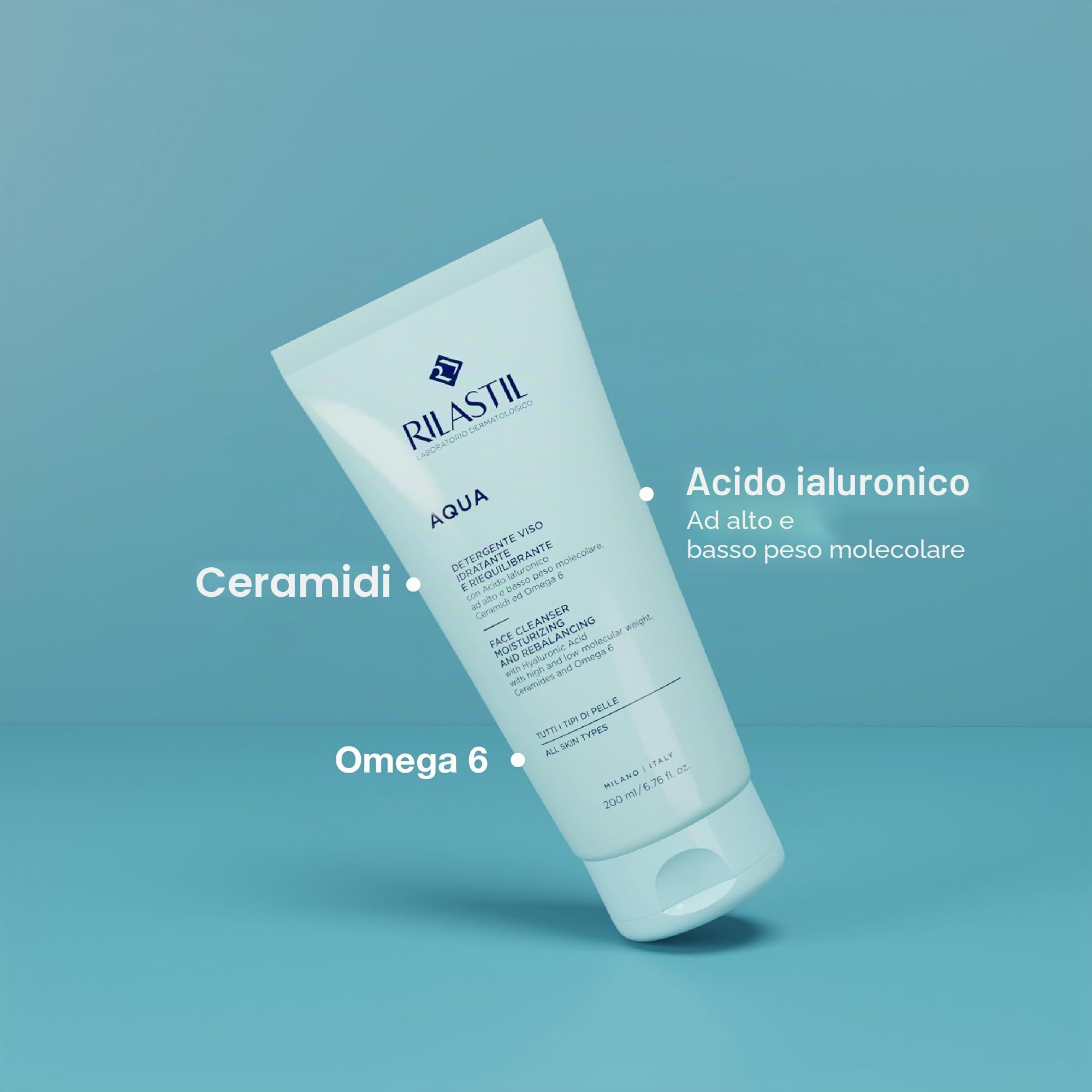 Rilastil Gel Detergente Viso Aqua, 200 ml