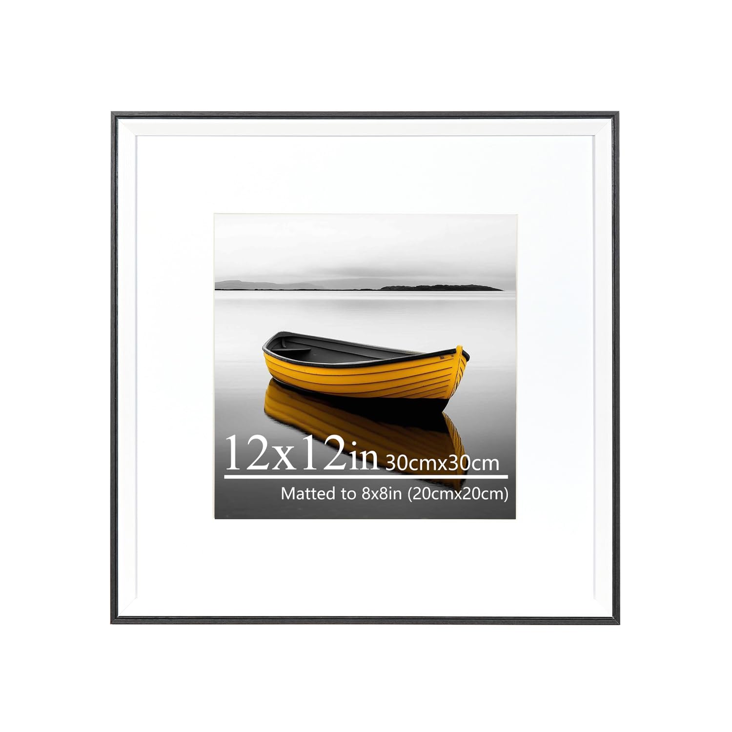 Baoee Black 12X12 Oak White Picture Frame，Photo Frame With Acrylic Glass,Poster Frame
