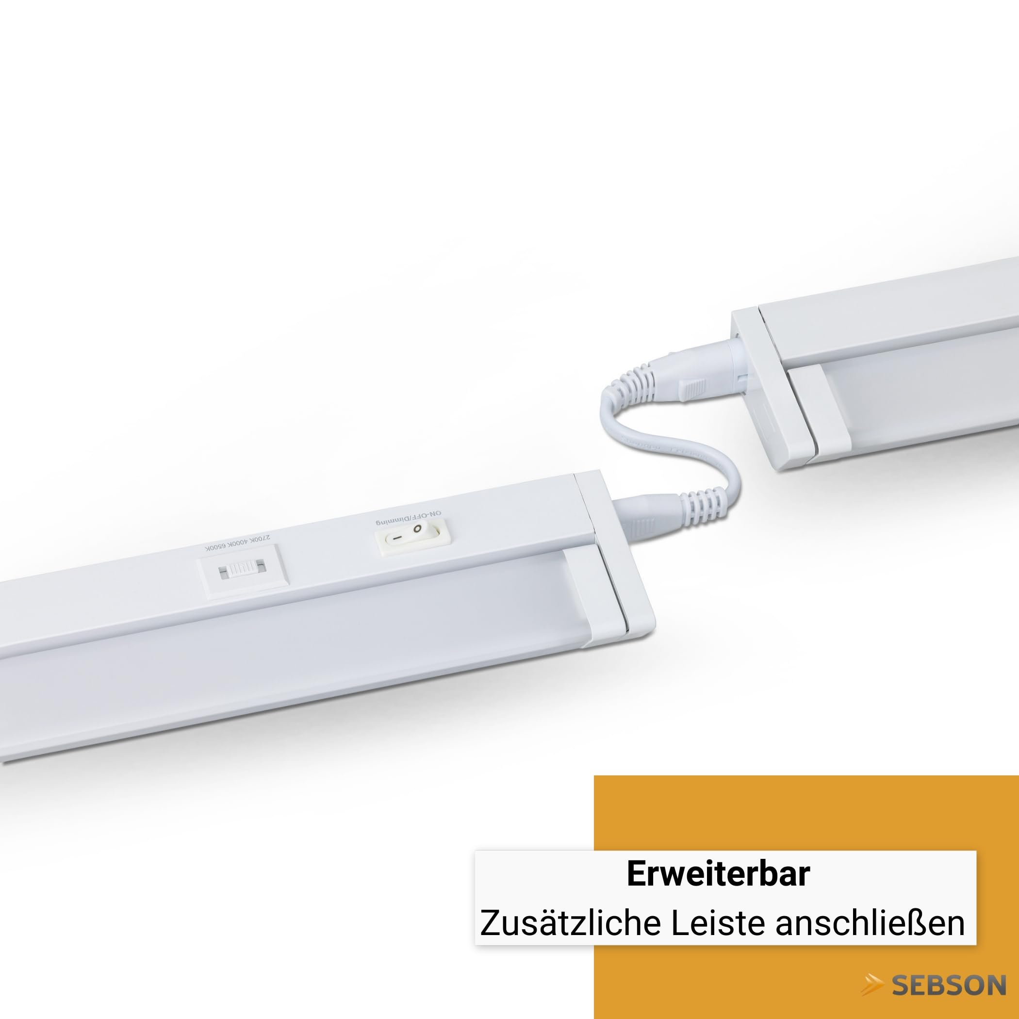 SEBSON LED Unterbauleuchte Küche 110cm, dimmbar, 3 Lichtfarben | 2700K/4000K/6500K, schwenkbar, Schalter & Stecker 230V, Lichtleiste verlängerbar
