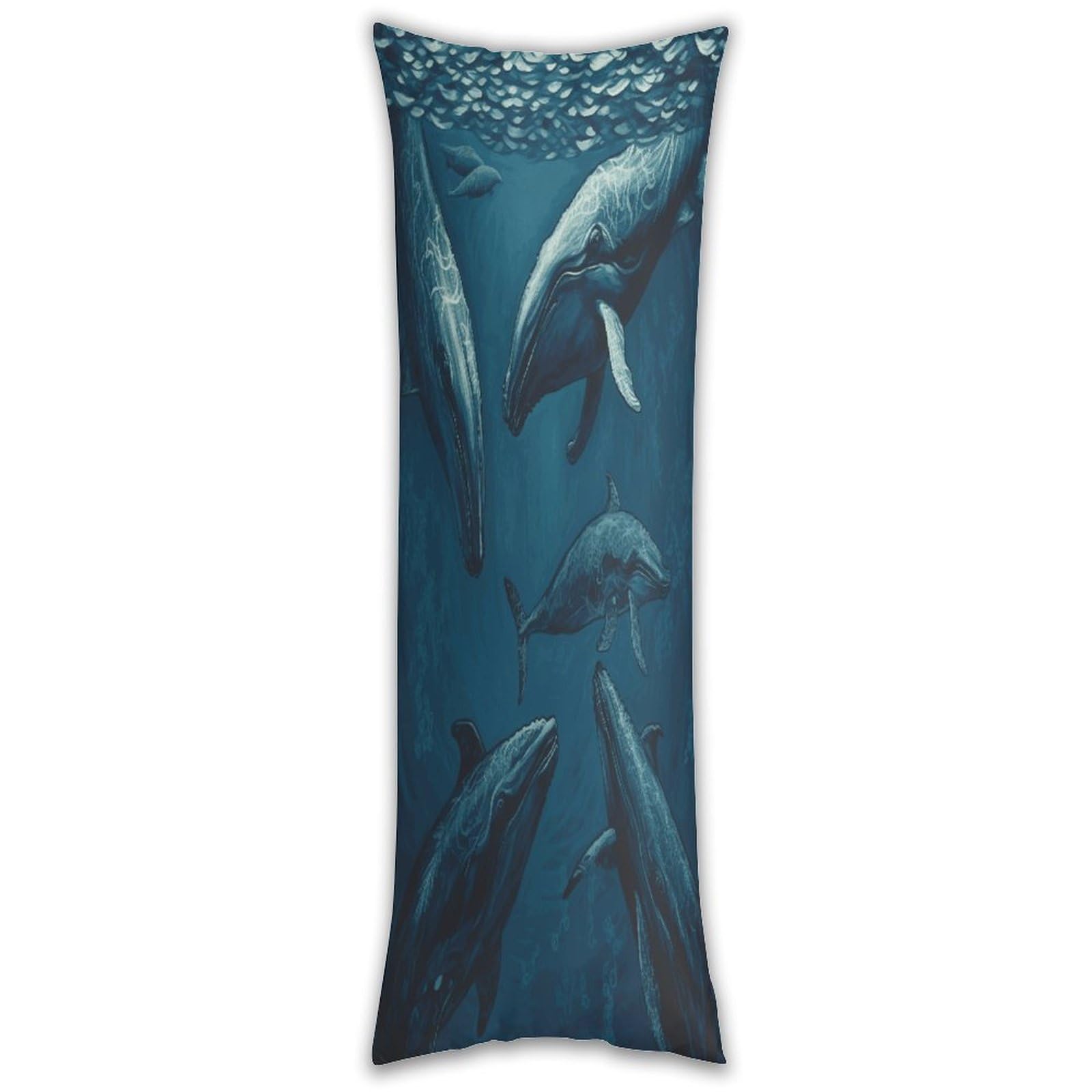 Ocean Whale Long Pillow Case with Zipper Ultra Soft Microfiber Long Pillow Cover Breathable Body Pillow Protector Soft Wrinkle Pillowcase for Bed Sofa Bedroom 53 X 19 in