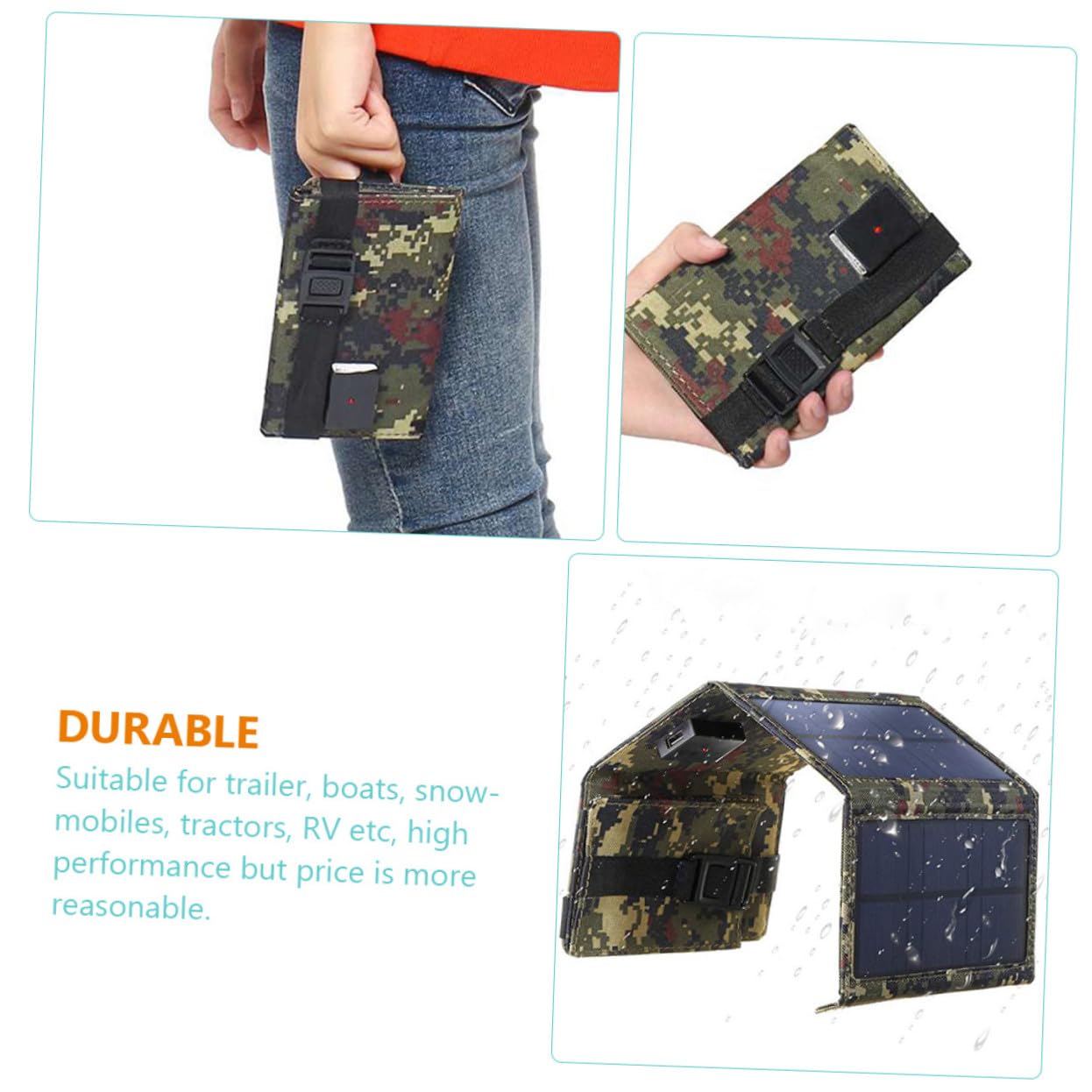 Veemoon Cargador De Panel De Células Solares Portátil para Teléfono Móvil y Batería Externa, Función USB De 10w 5v, Plegable y Resistente Al Agua, Adecuado para Uso Outdoor y Camping