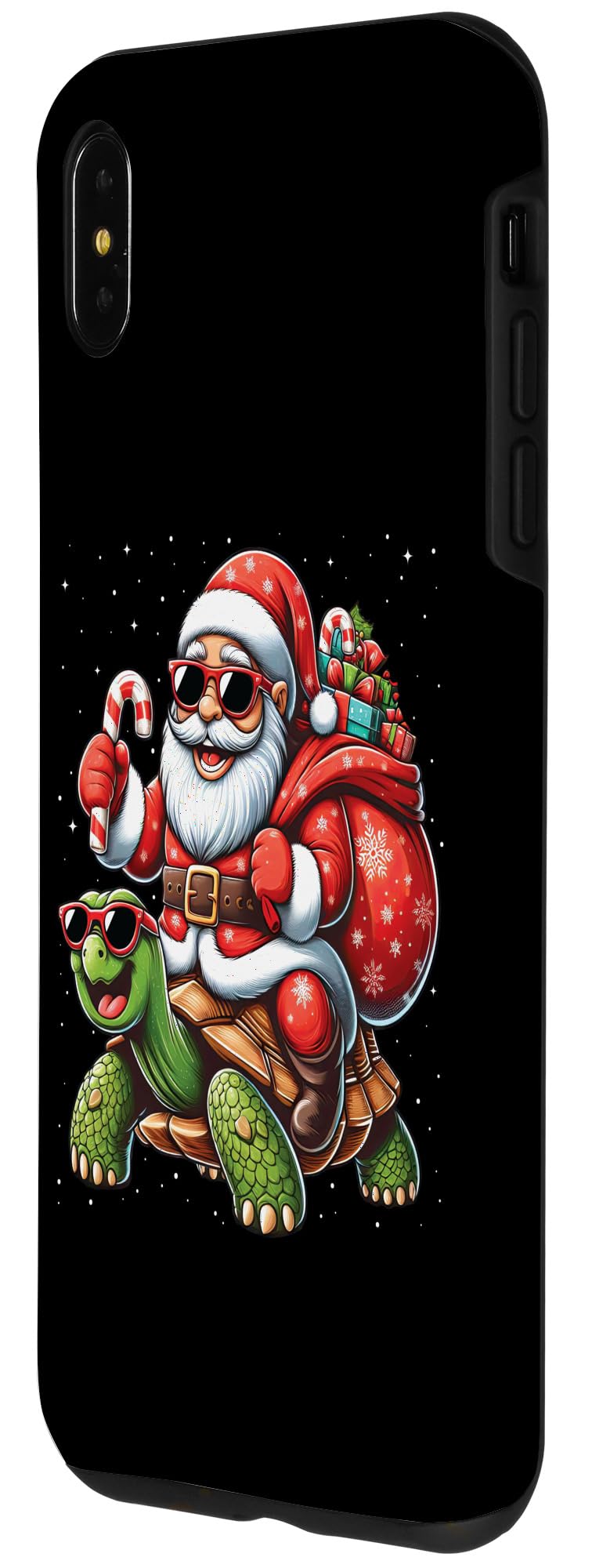 iPhone XS Max Santa Claus Riding a Tortoise Christmas Snow Boys Girls Kids Case - Image 2