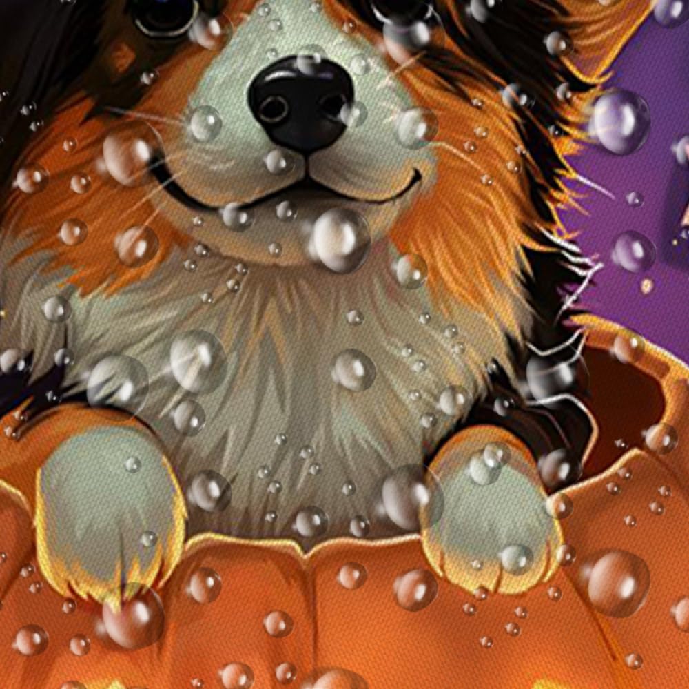 Halloween Shower Curtain Corgi Dog in Pumpkin Magical Night Scene with Candle and Candy Fantasy Stars Lovely Animal Bathroom Decor Polyester Curtains with Hooks,82Wx70L