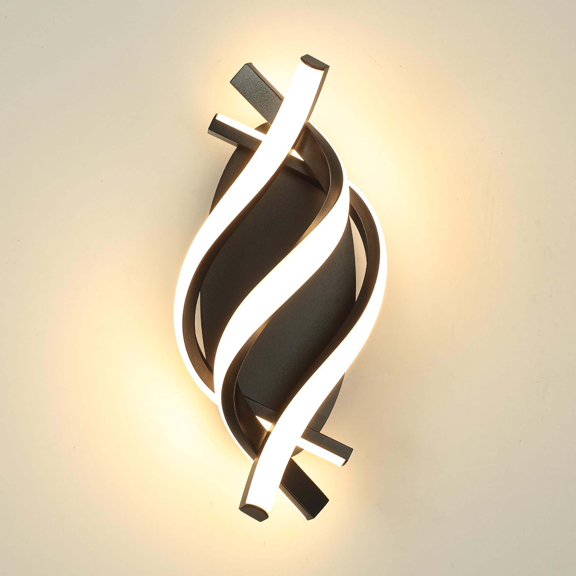 Applique Murale Intérieure Moderne 21W, 3000K LED Lampe Murale 2100lm CRI≥80, Éclairage Mural pour Salon, Chambre, Couloir, Escaliers et Lampe de Chevet Noir