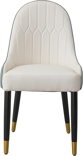 Miniatura 4 de Montary Juego de 2 sillas de comedor moderna silla de piel sintética de mediados de siglo con patas de metal de madera maciza y respaldo ergonómico