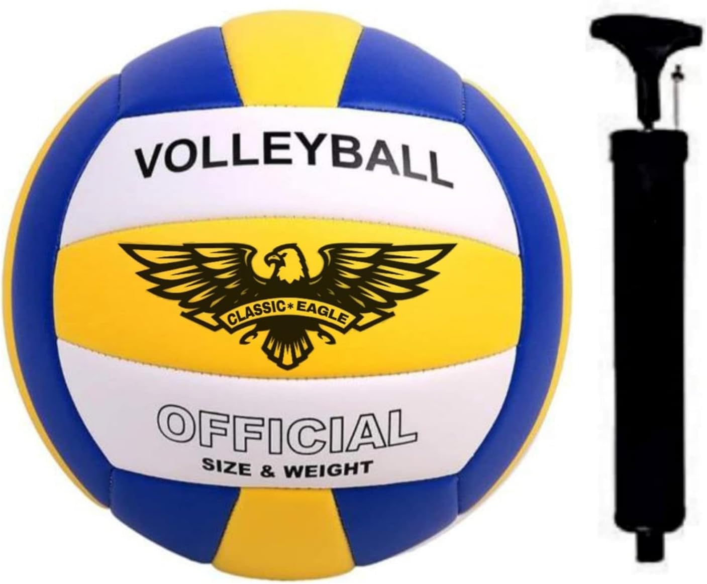 Soft Synthetic Volleyball Size-4 with Air Pump Official Size and Weight Multicolor (Pack of 1)