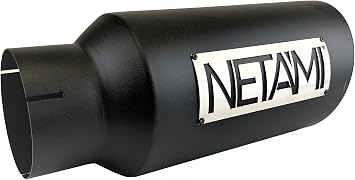 NETAMI 5 Inlet to 7 Outlet Diesel Exhaust Tip Stainless Steel Rolled Edge Hi Temperature Black Powder Coated Clamp-on