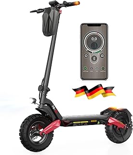 E Scooter mit Straßenzulassung, 80-100 KM Reichweite, 48V 15Ah, 10 Zoll Offroad Luftreifen, ABE Elektroroller mit Doppelter Stoßdämpfung, Faltbarer E Roller Offroad Belastung