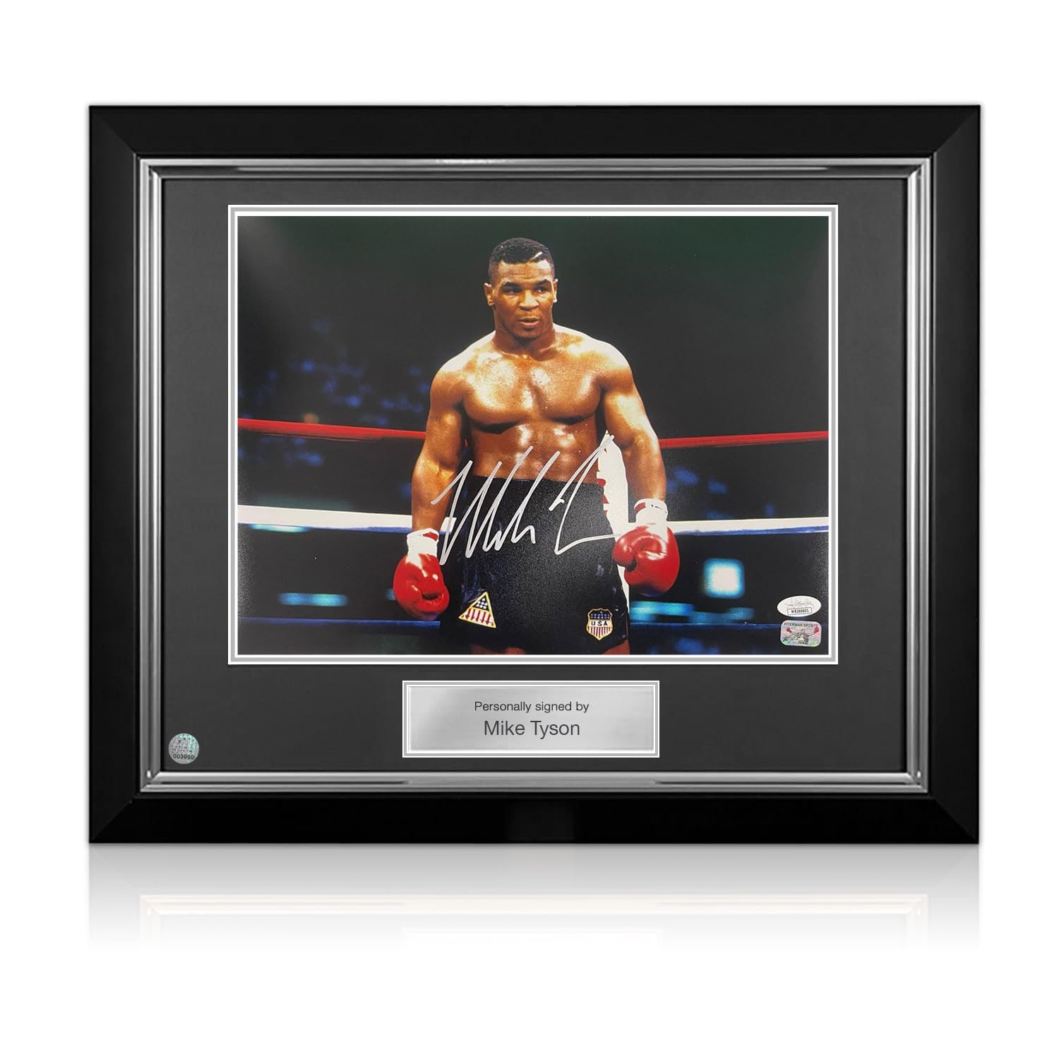 Exclusive Memorabilia Multicoloured Mike Tyson Signed Boxing Photo: Iron Mike. Deluxe Frame
